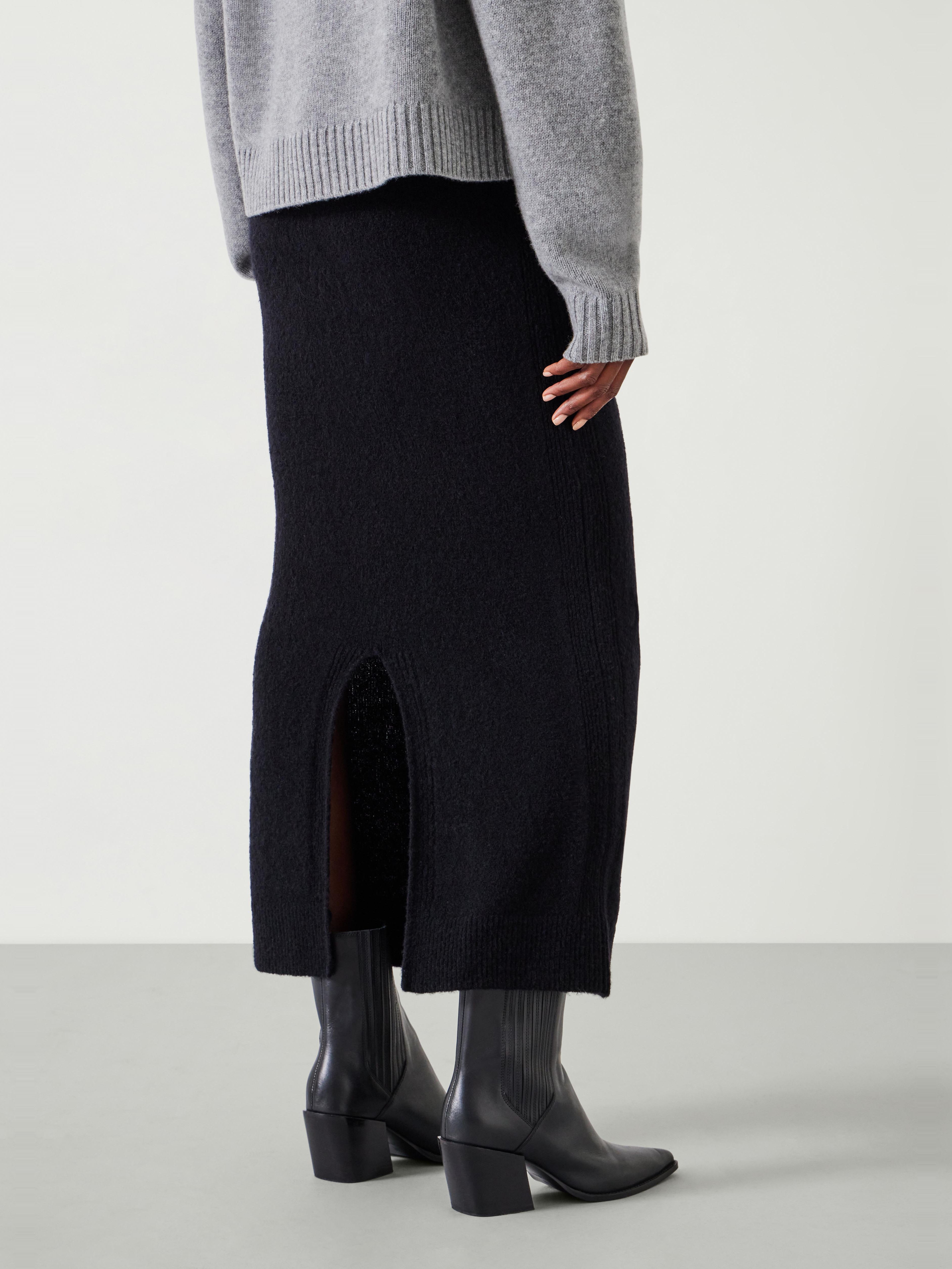 Missy Slim Knitted Wool Blend Midi Skirt