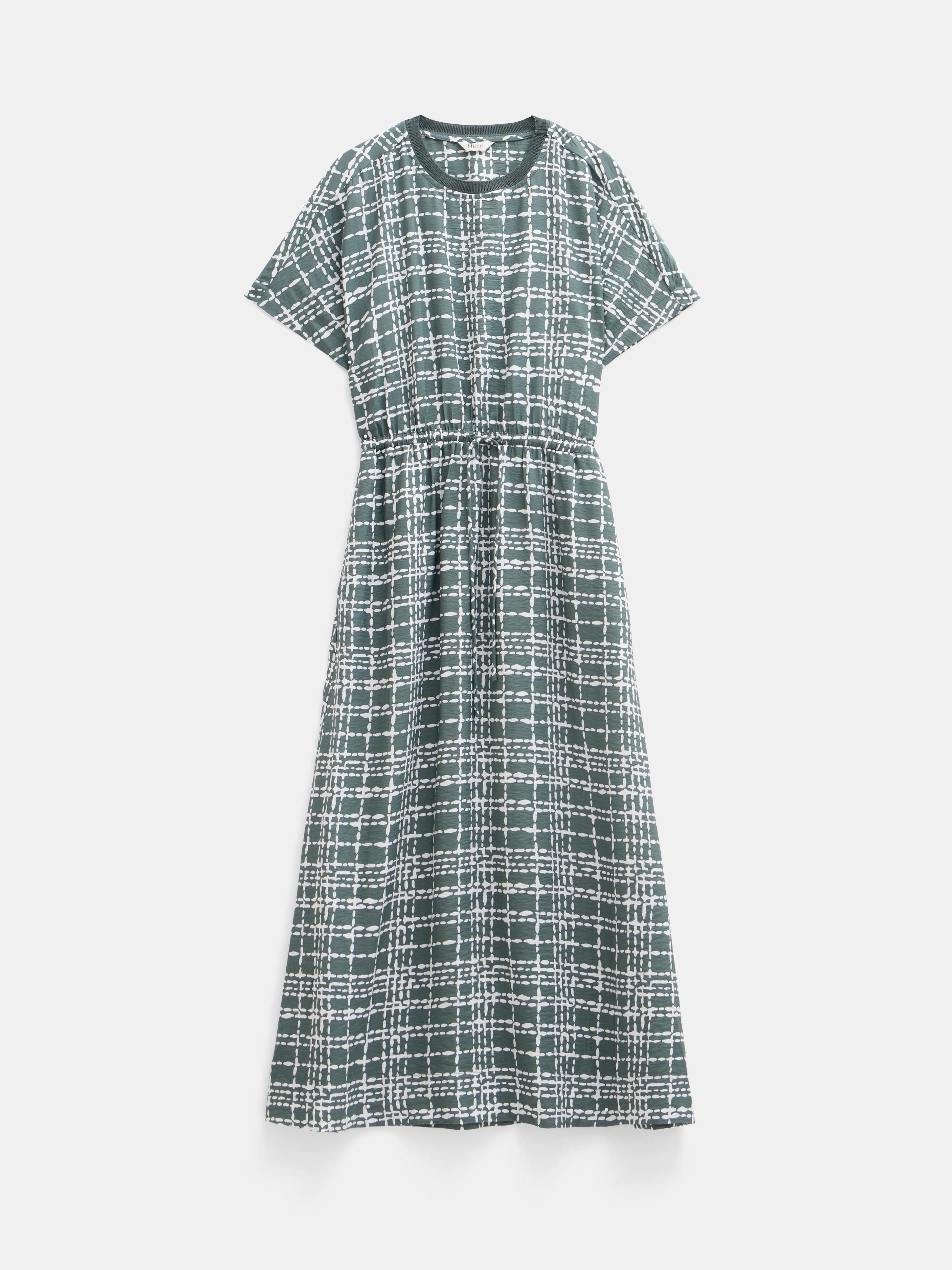 Air Flow Short Sleeve Crew Neck Midi Dress