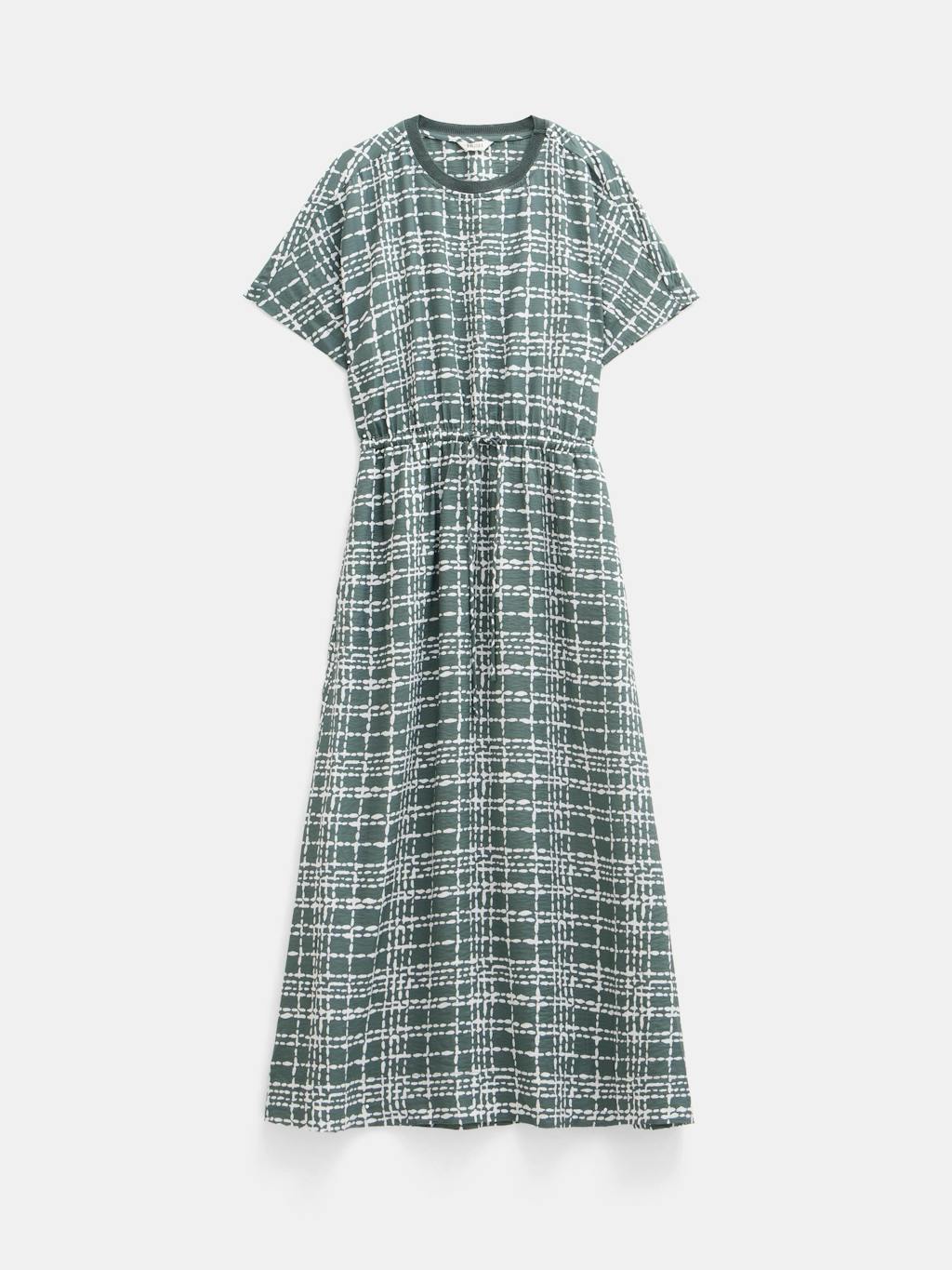 012712-4799-07 Air Flow Short Sleeve Crew Neck Midi Dress