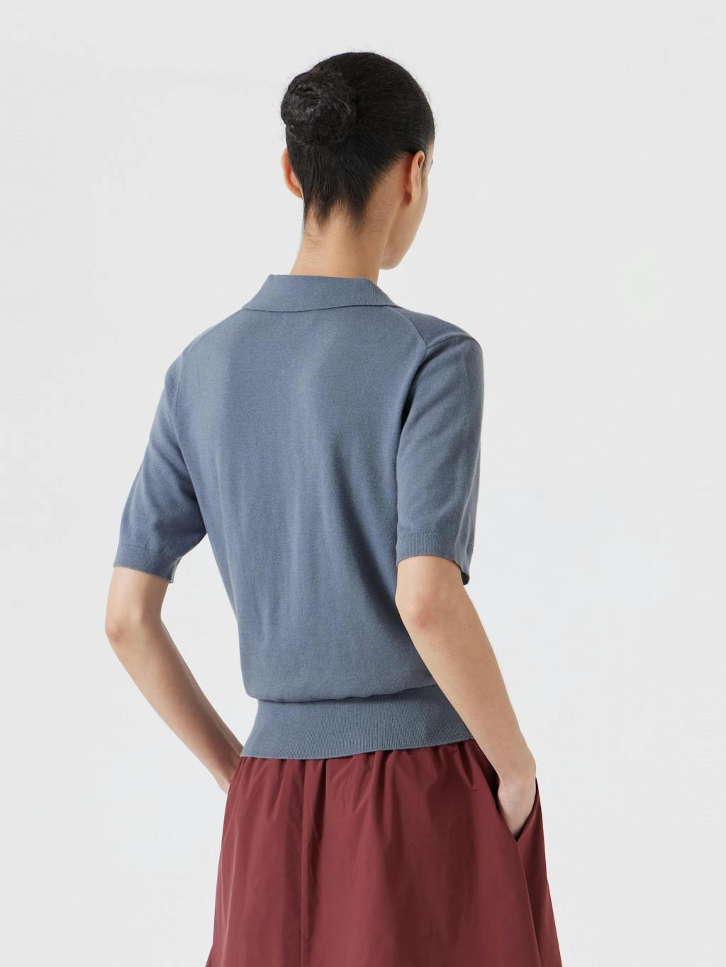 012621-1649-03 Fine Knit Short Sleeve Polo Top