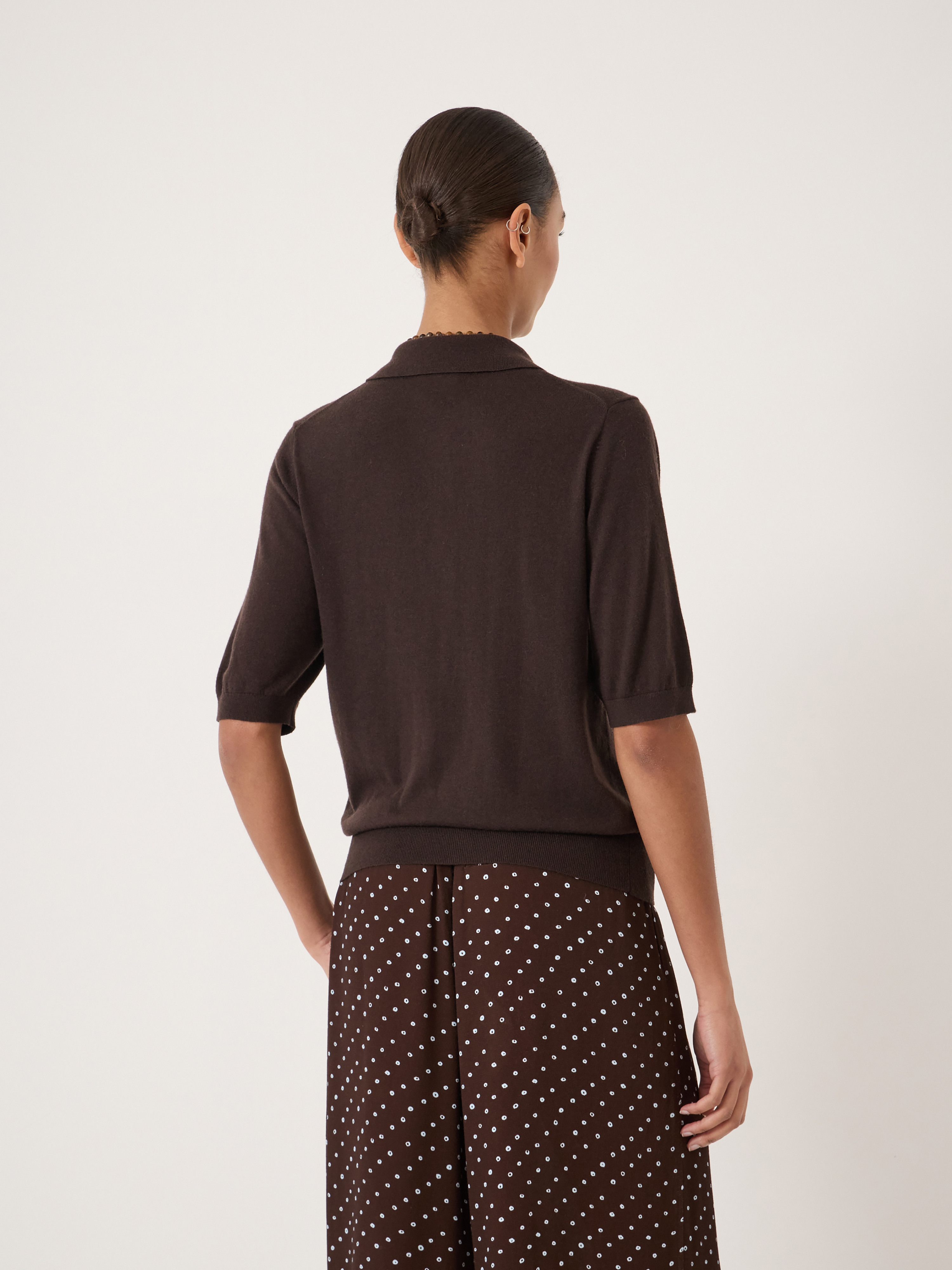 Fine Knit Short Sleeve Polo Top