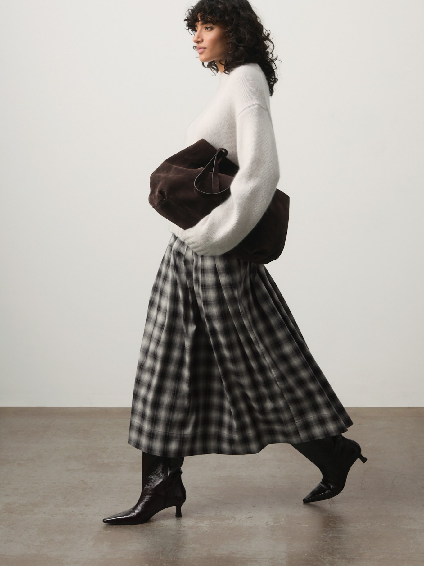 015367-4937-10 Ivy Check Pleat Release Midi Skirt