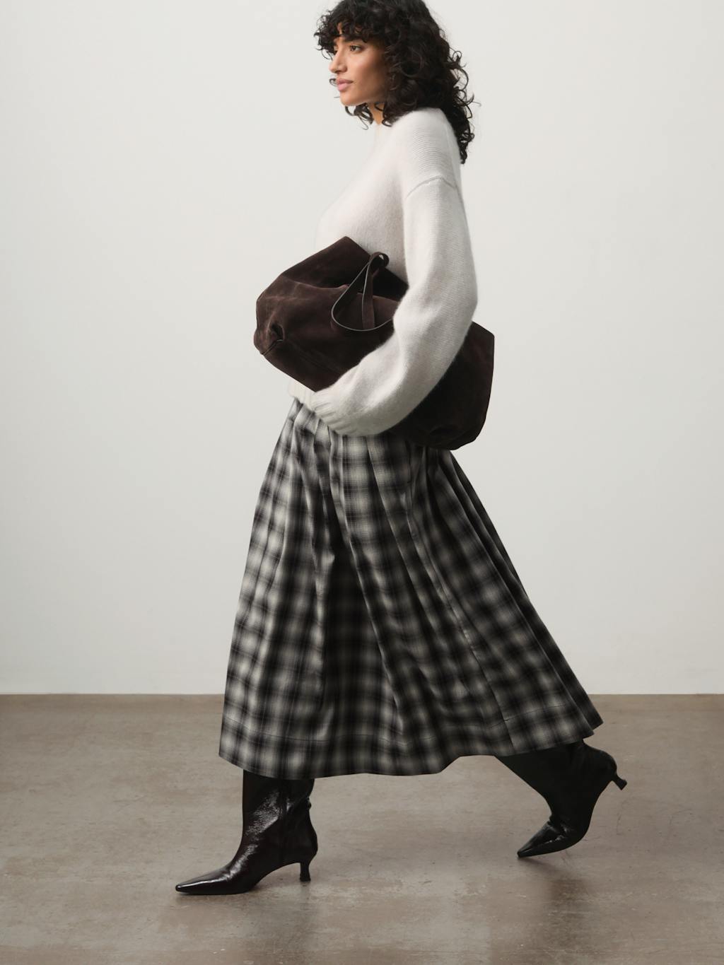 015367-4937-10 Ivy Check Pleat Release Midi Skirt