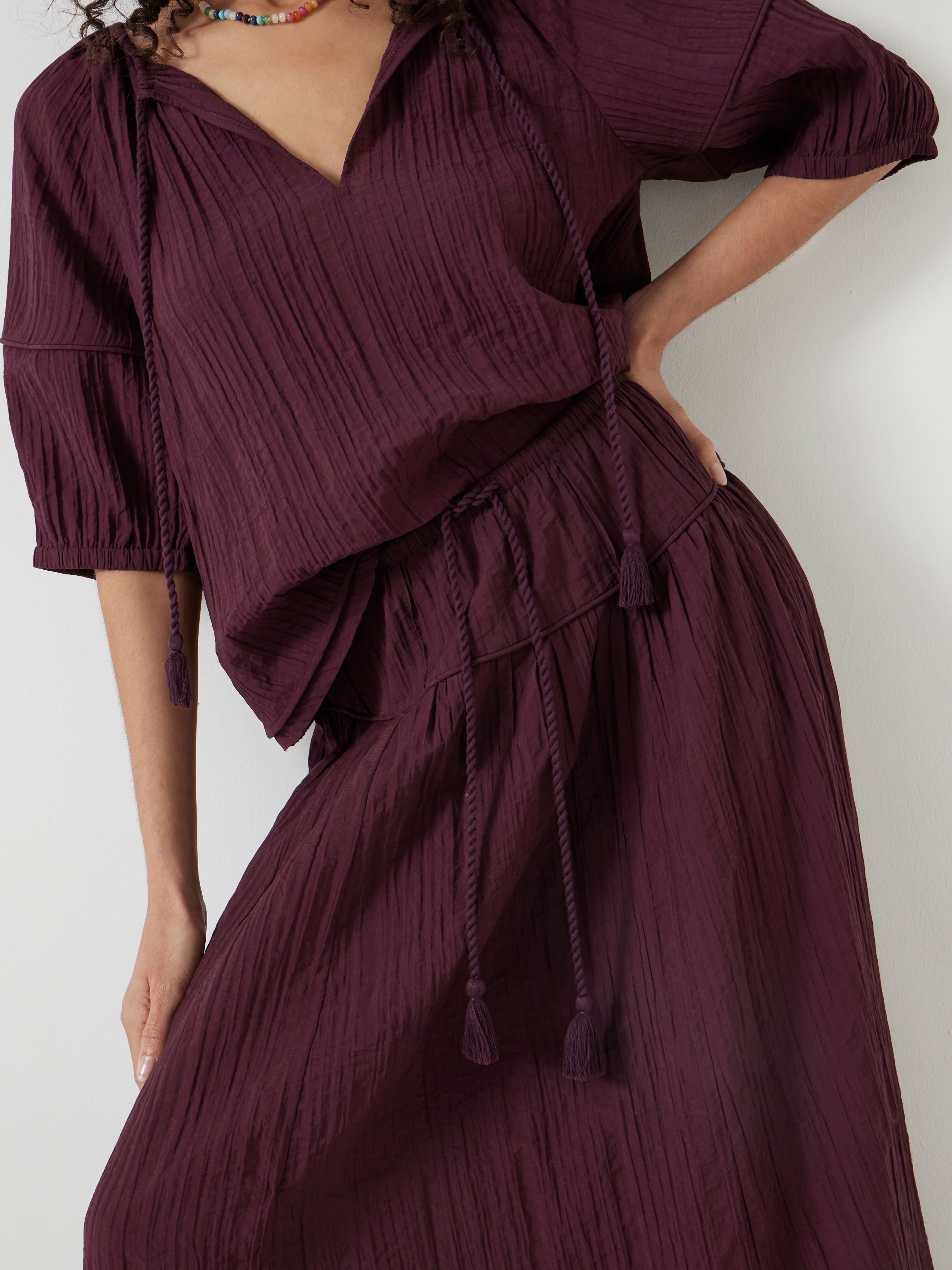 Gathered Detail Midi Skirt