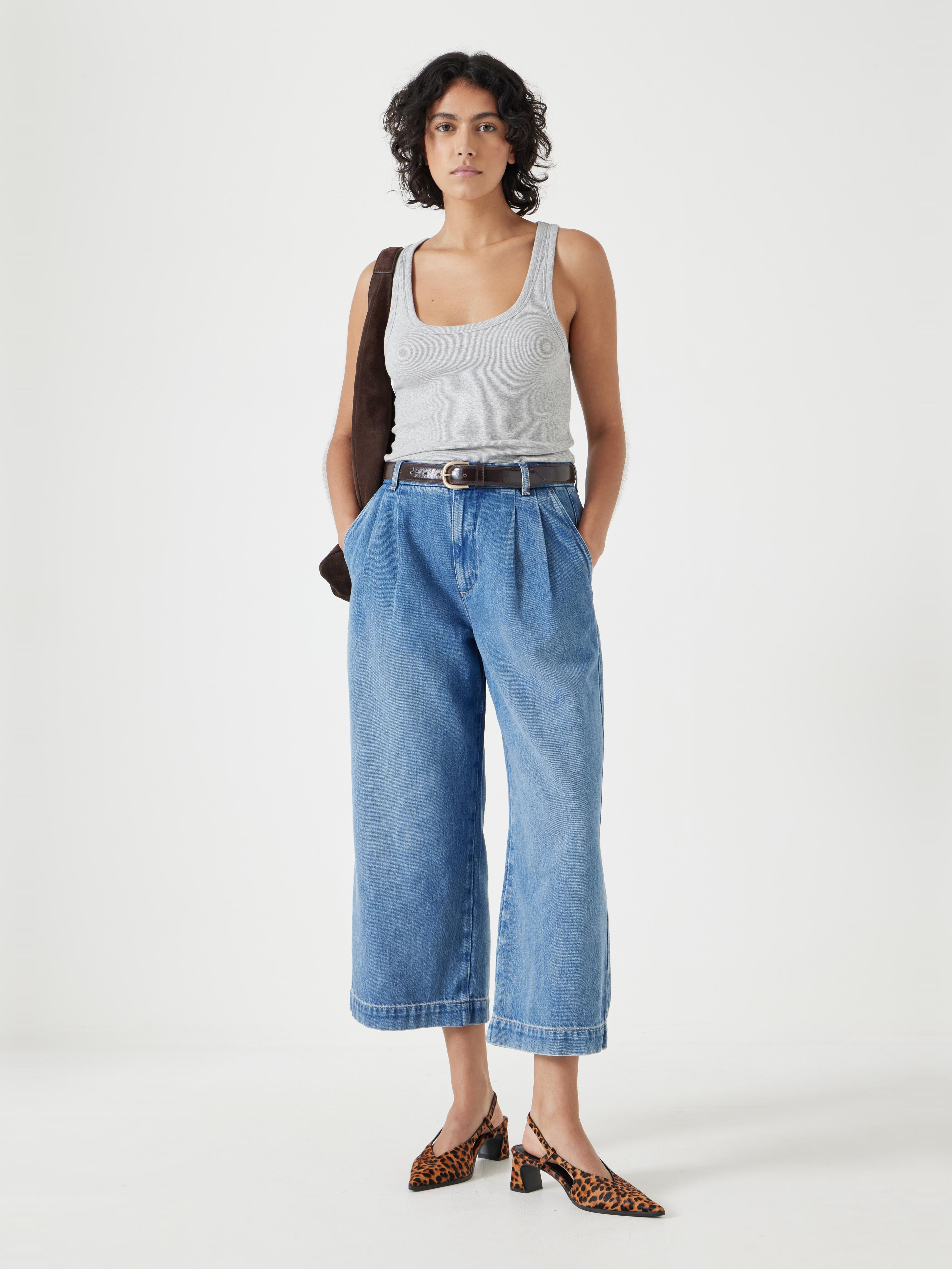 Lya Denim Pleated Culottes