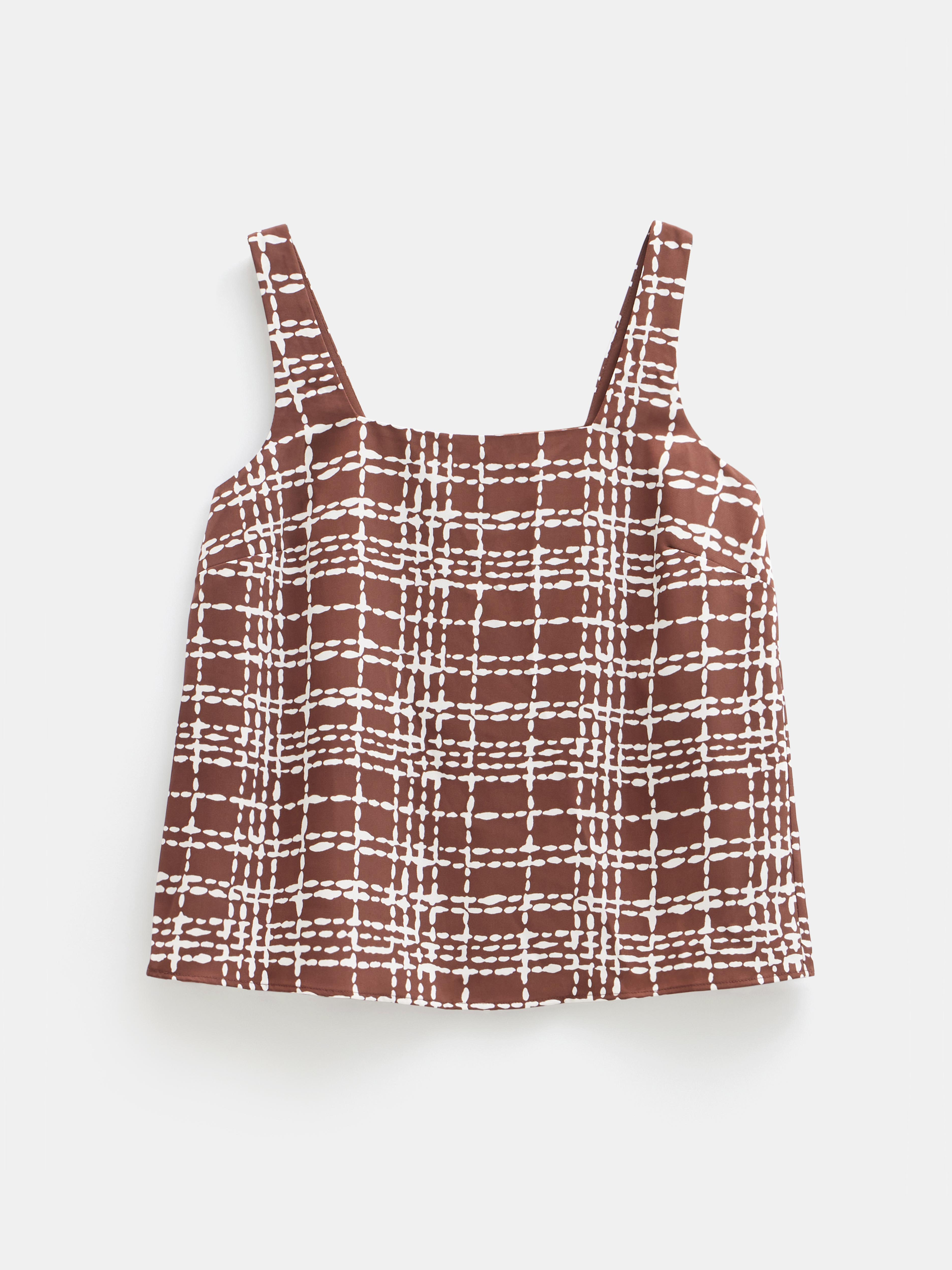 Satin Twill Square Neckline Tank Top