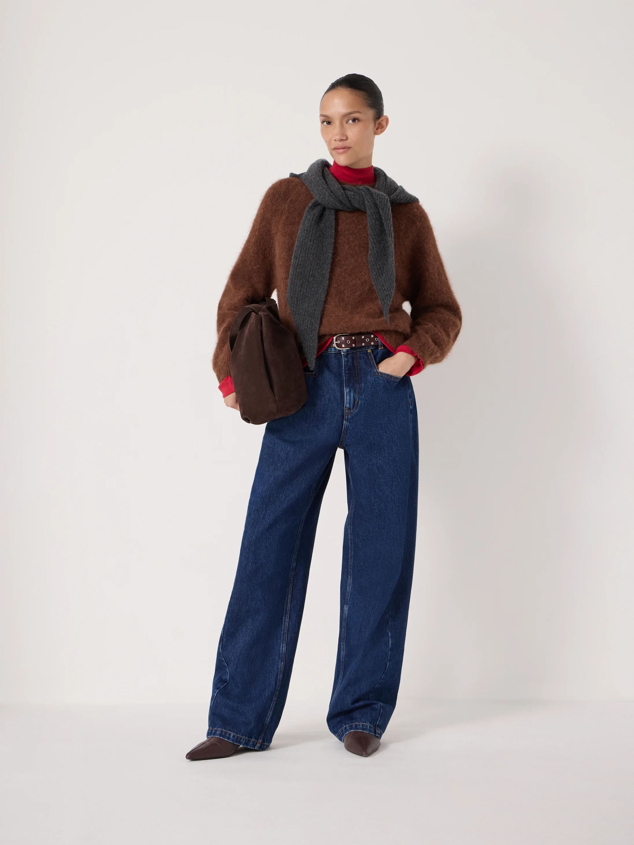 Crew Neck Alpaca Wool Jumper | Toffee Brown | hush