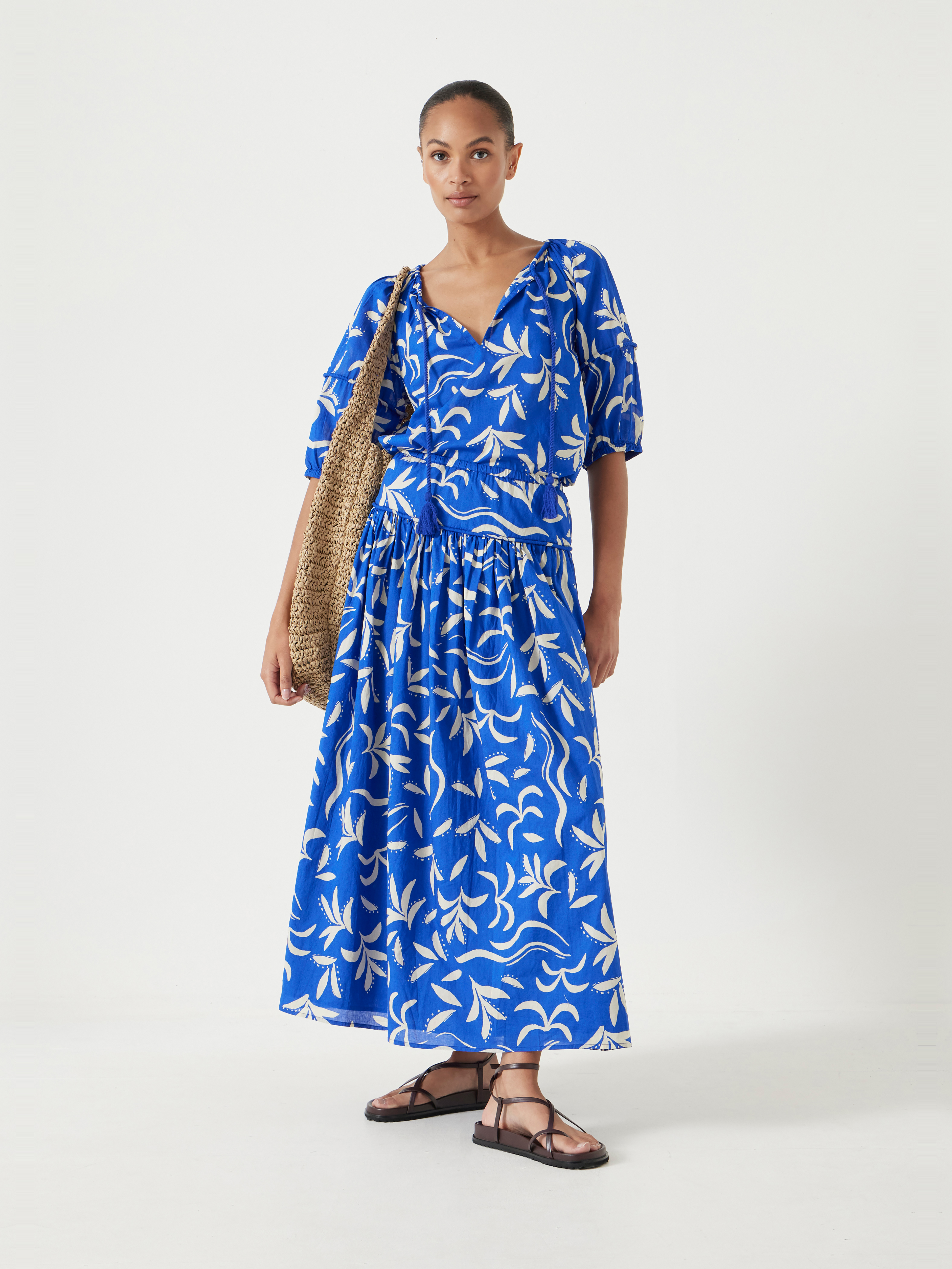 Printed Cotton Balloon Sleeve Blouse