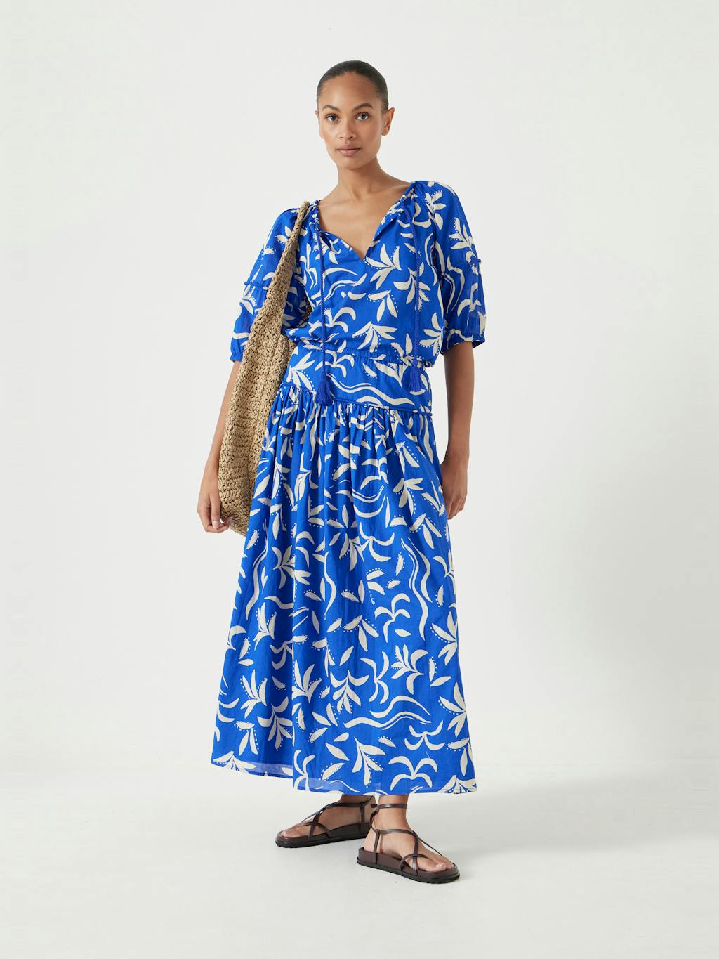 013390-4811-02 Printed Cotton Balloon Sleeve Blouse