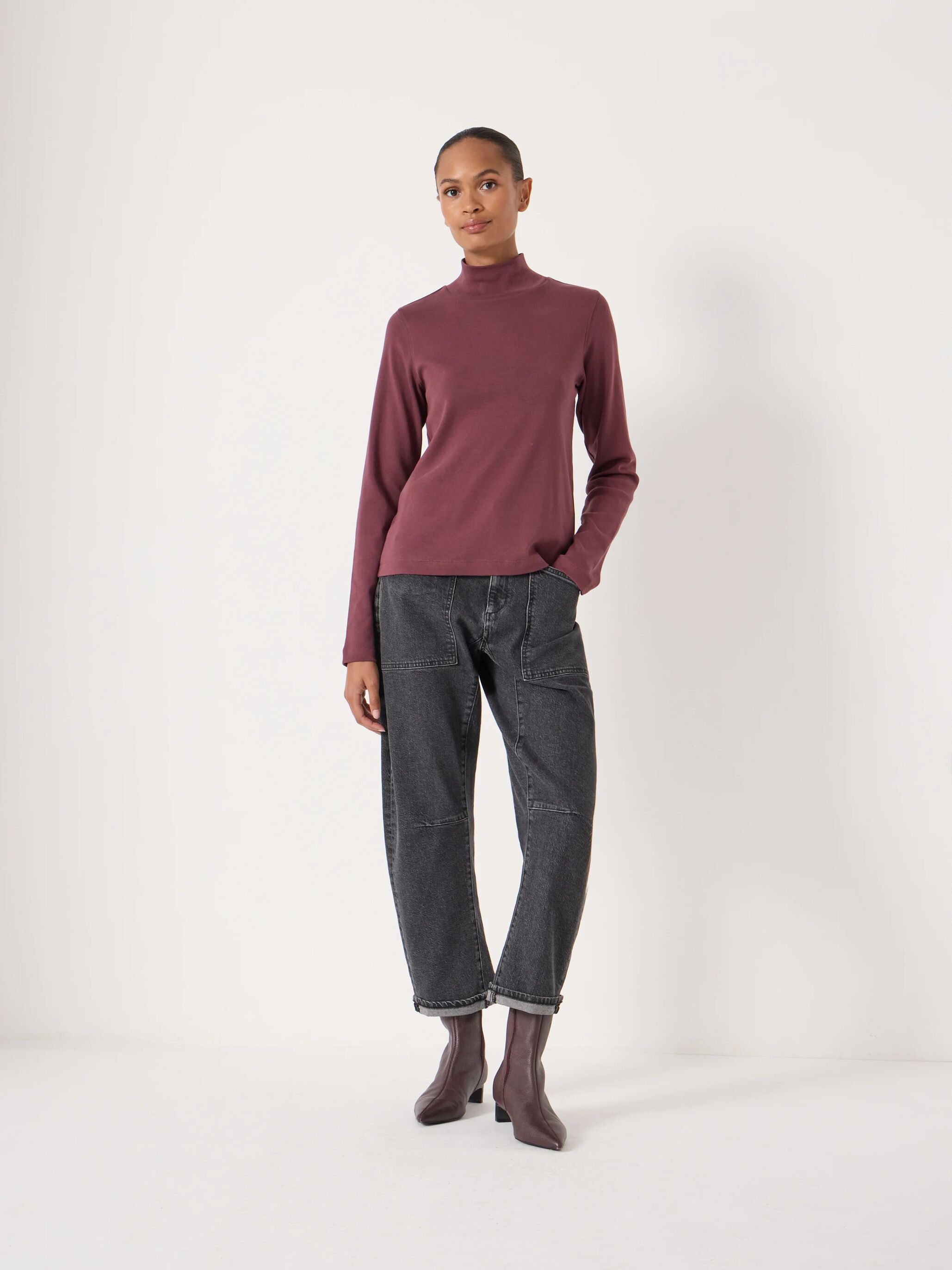 Rue High Neck Cotton Midweight Jersey Top