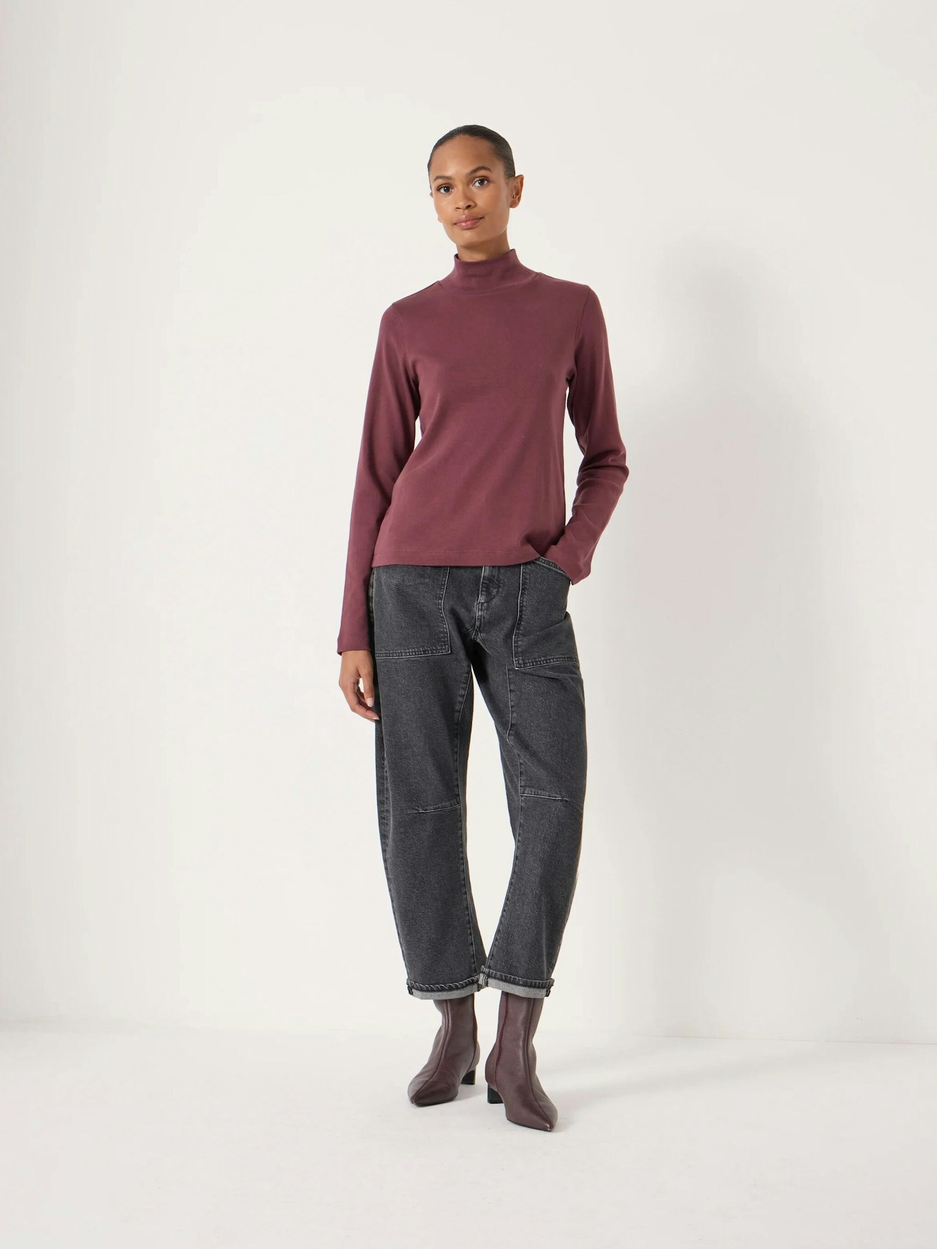 014216-1410-02 Rue High Neck Cotton Midweight Jersey Top