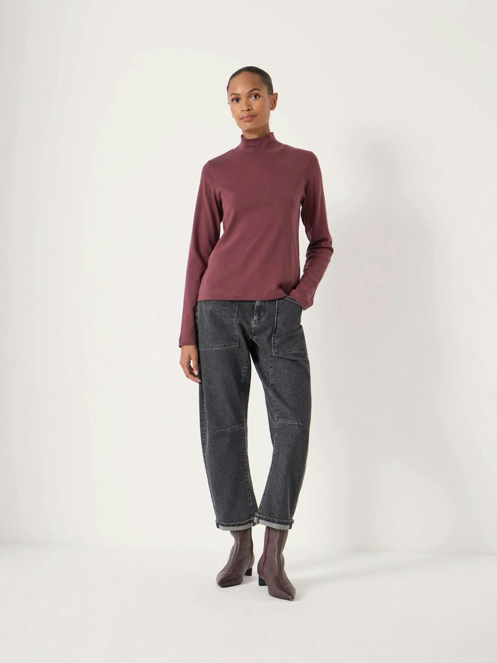 014216-1410-02 Rue High Neck Cotton Midweight Jersey Top