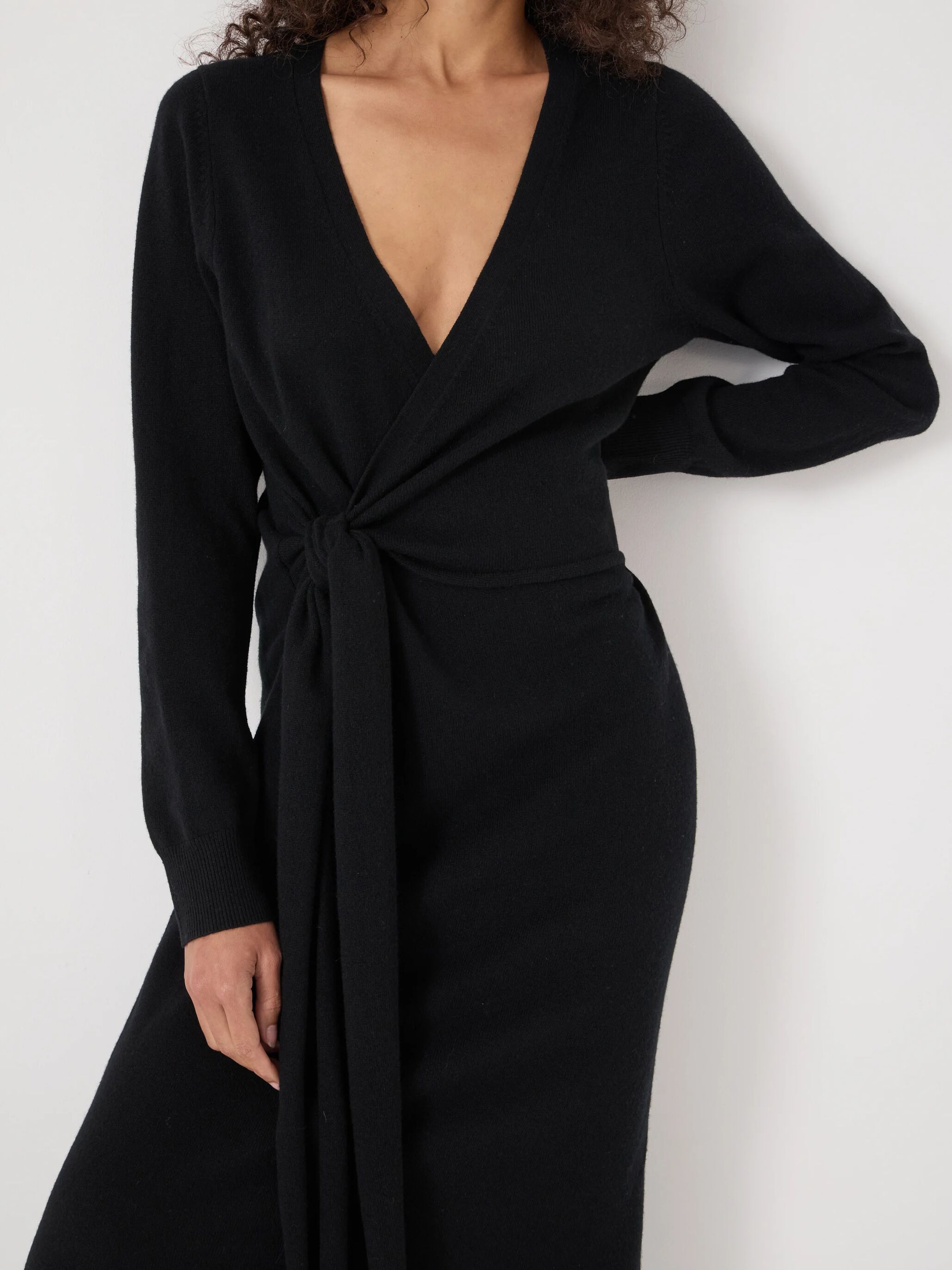 Merino V-Neck Tie Detail Dress
