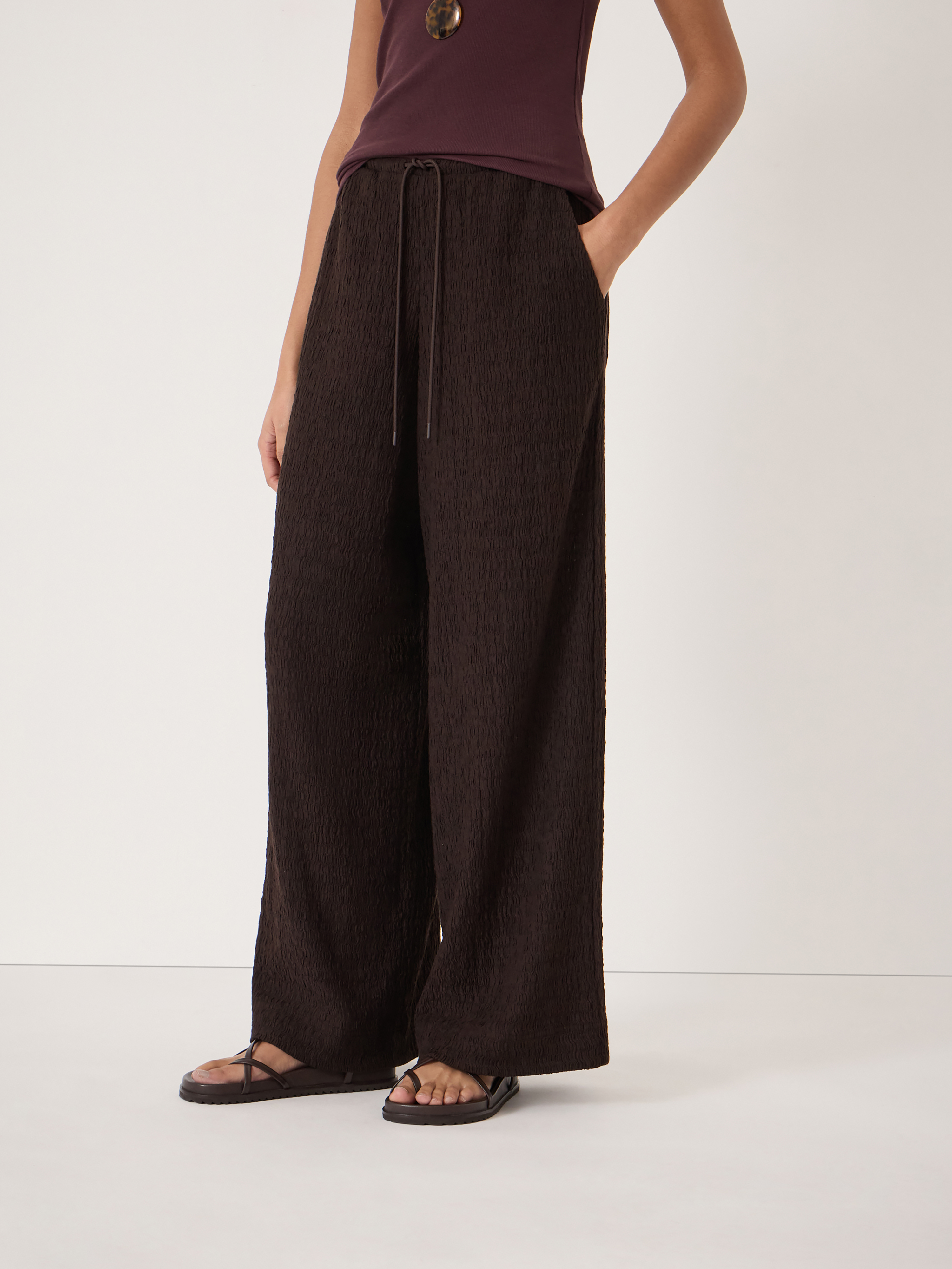 Aria Textured Jersey Wide Leg Trousers