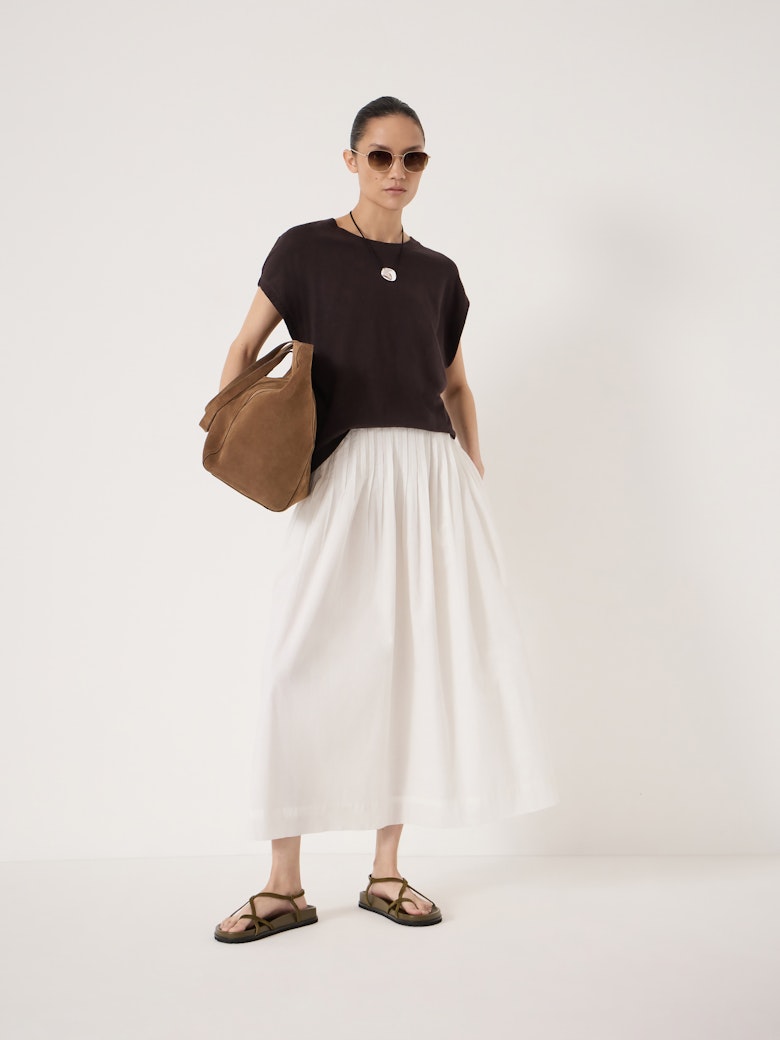 Maddie Pleated Cotton Voile Midi Skirt