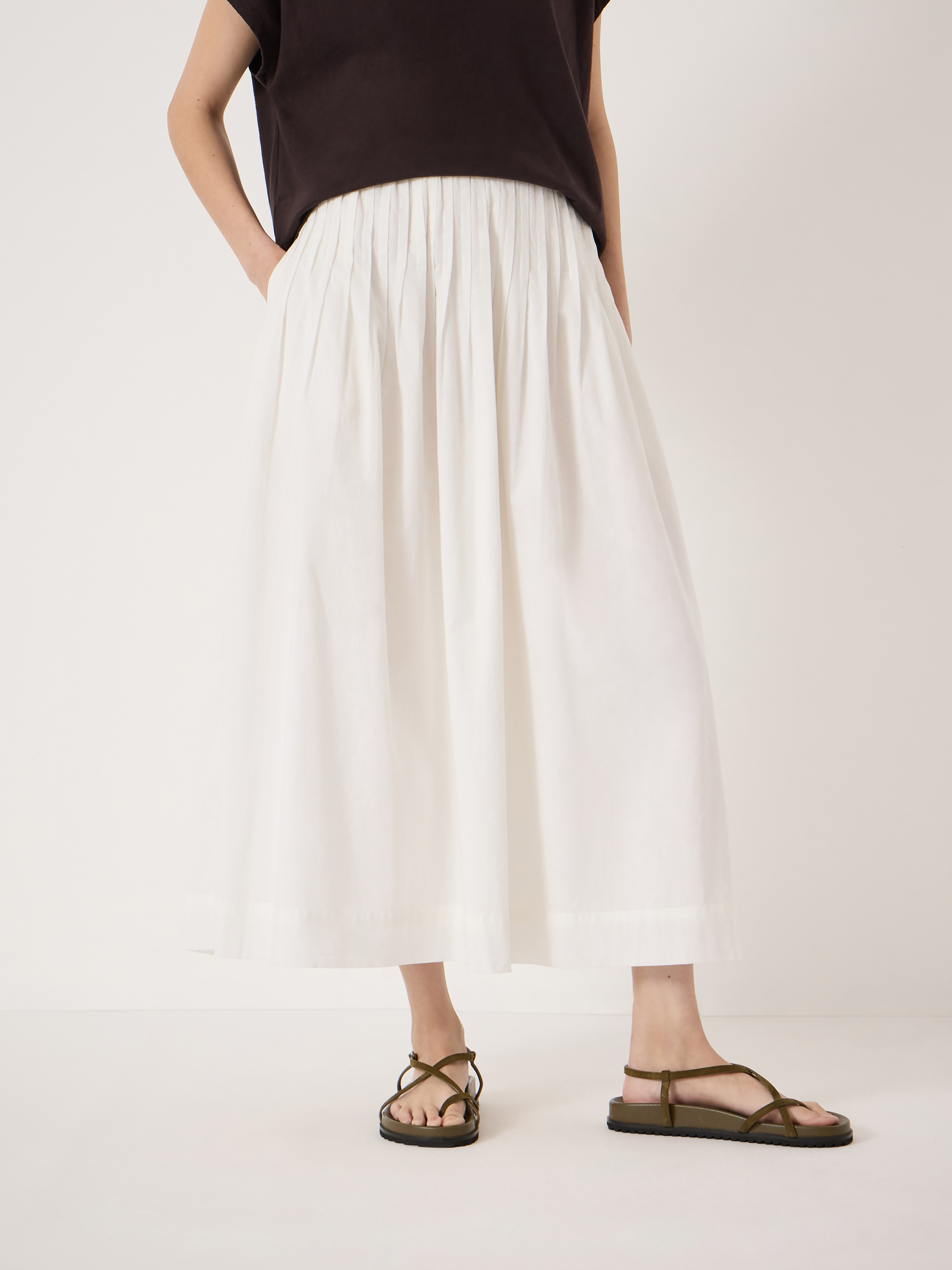 Maddie Pleated Cotton Voile Midi Skirt