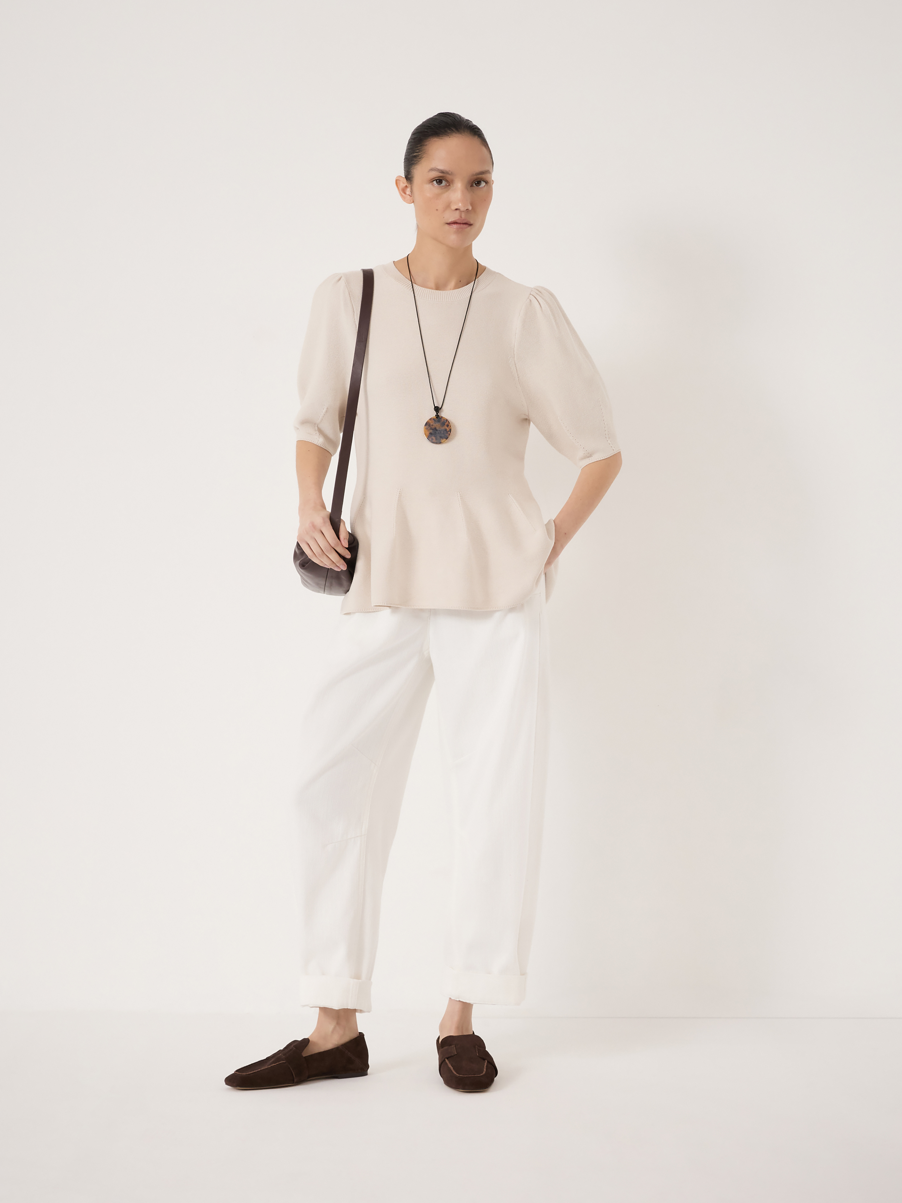 Peplum Short Sleeve Top with Wool
