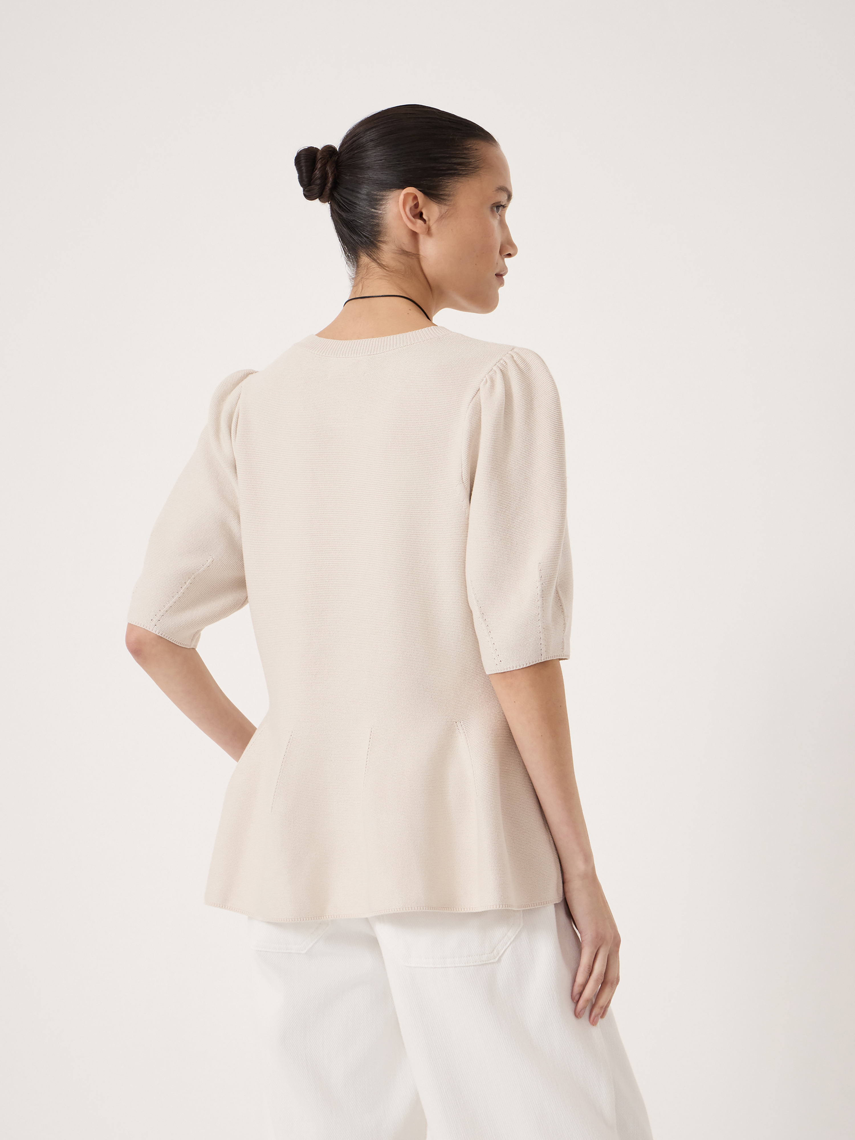 Peplum Short Sleeve Top with Wool