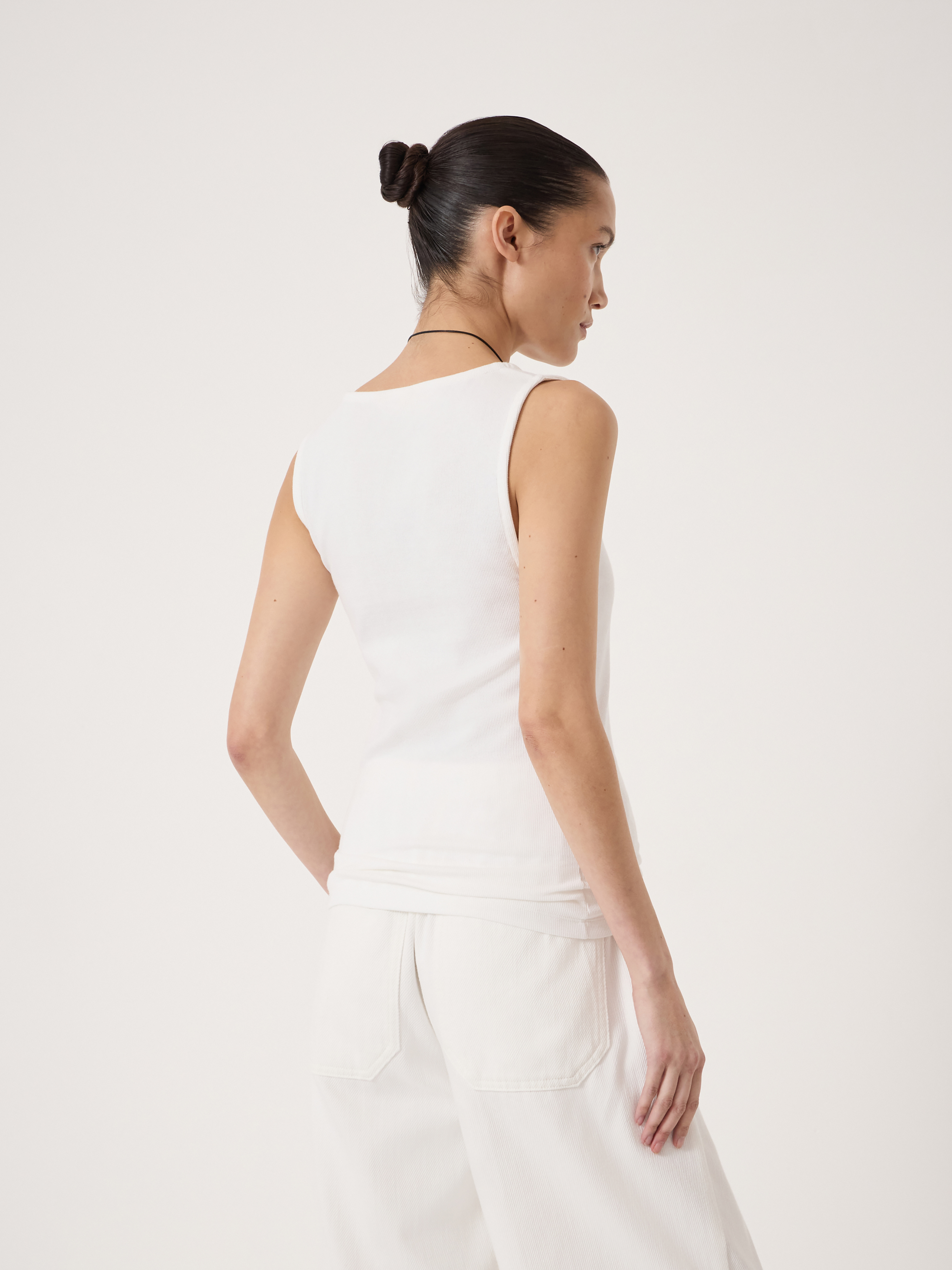 Micah Boat Neck Cotton Ribbed Vest