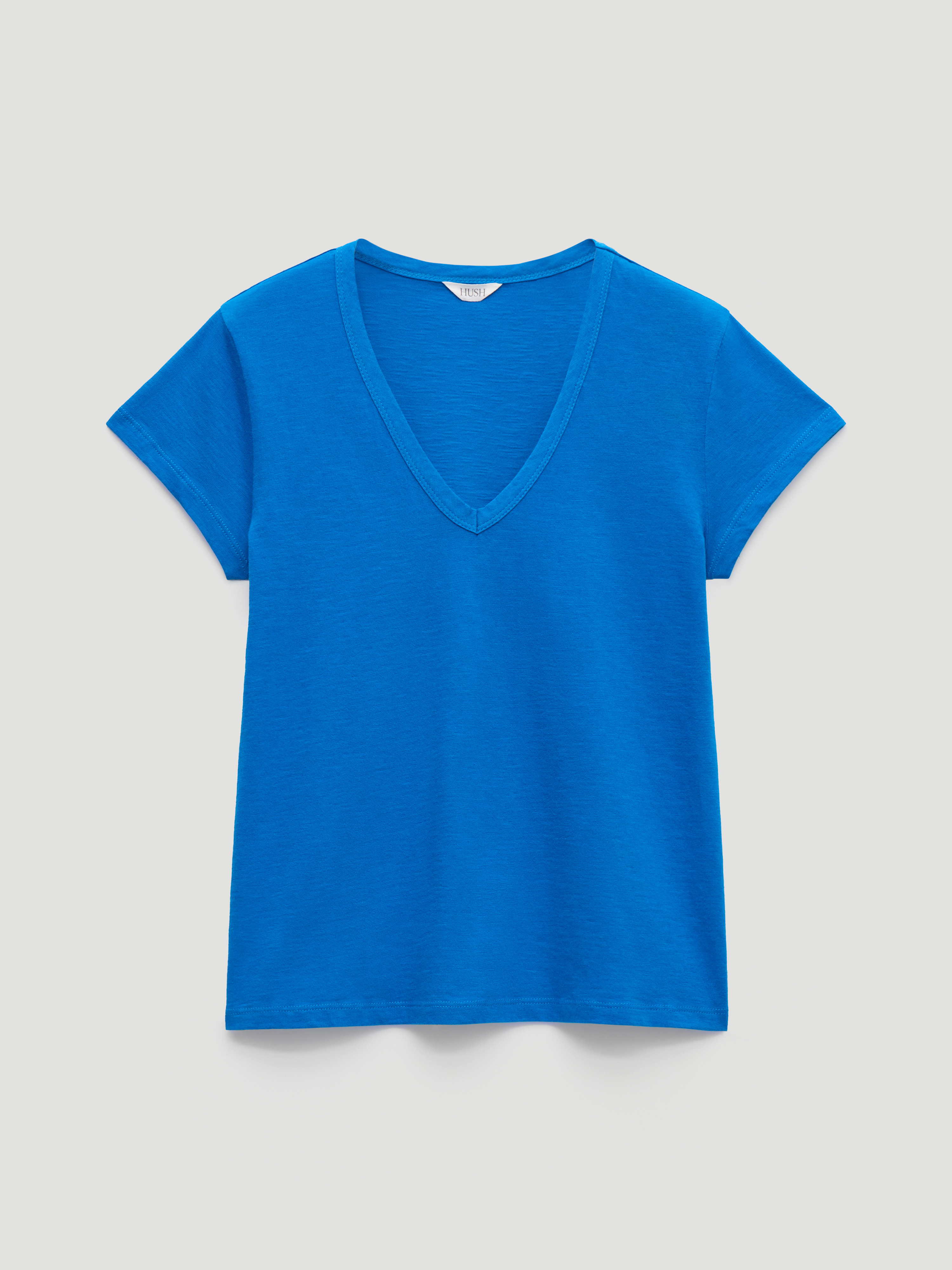 Slim Fit Slub Cotton V Neck T-Shirt