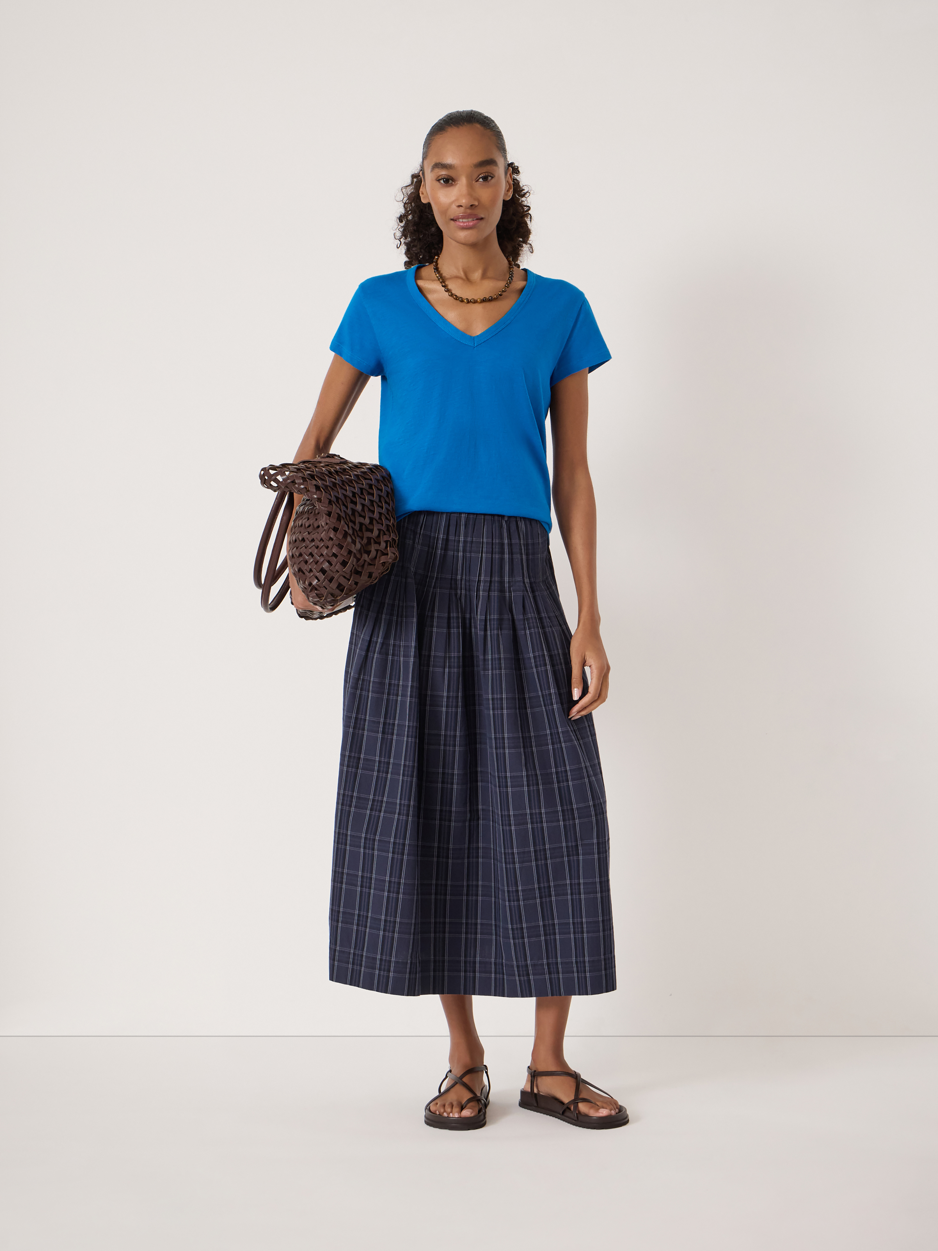 Slim Fit Slub Cotton V Neck T-Shirt