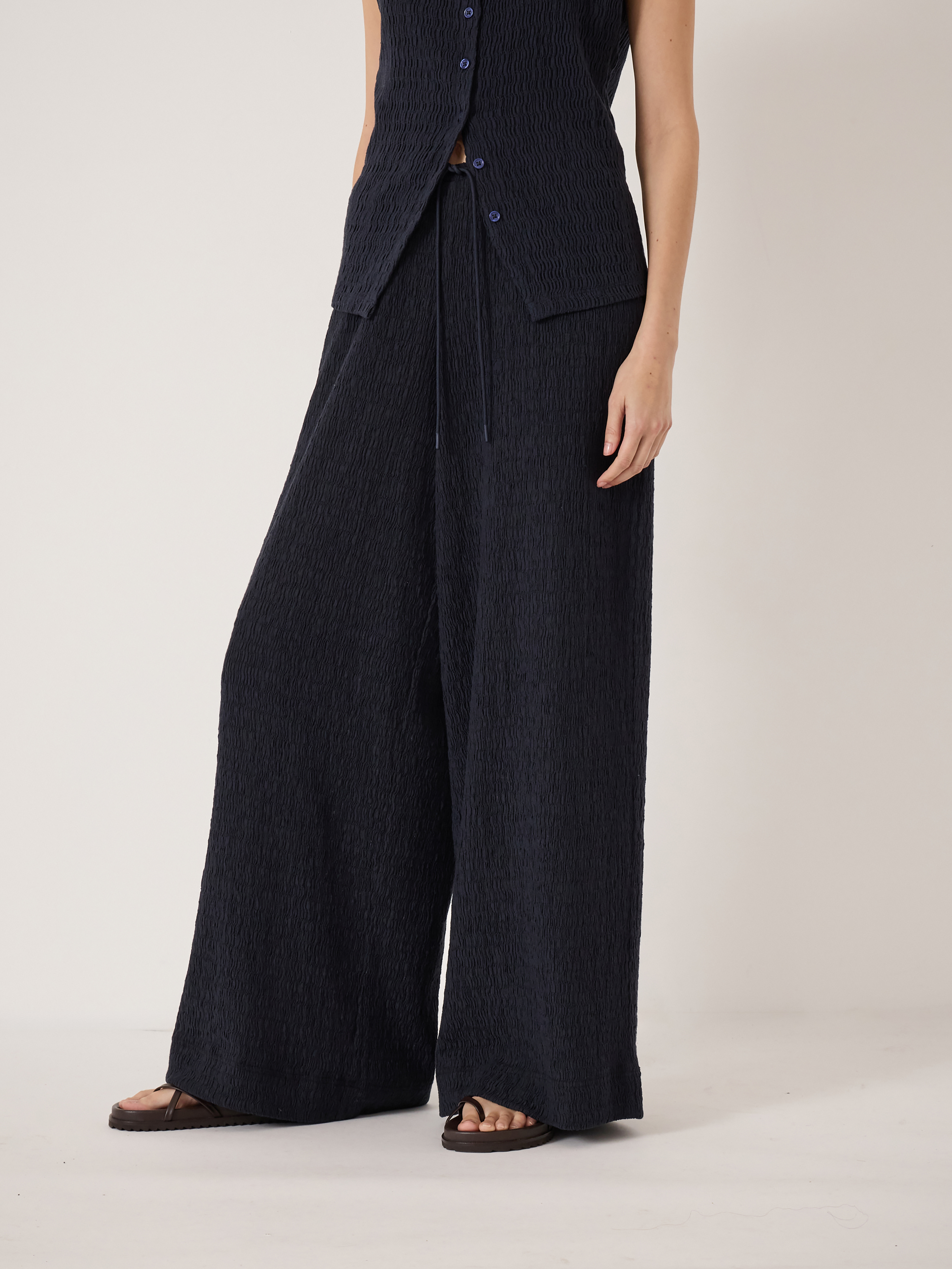 Aria Textured Jersey Wide Leg Trousers