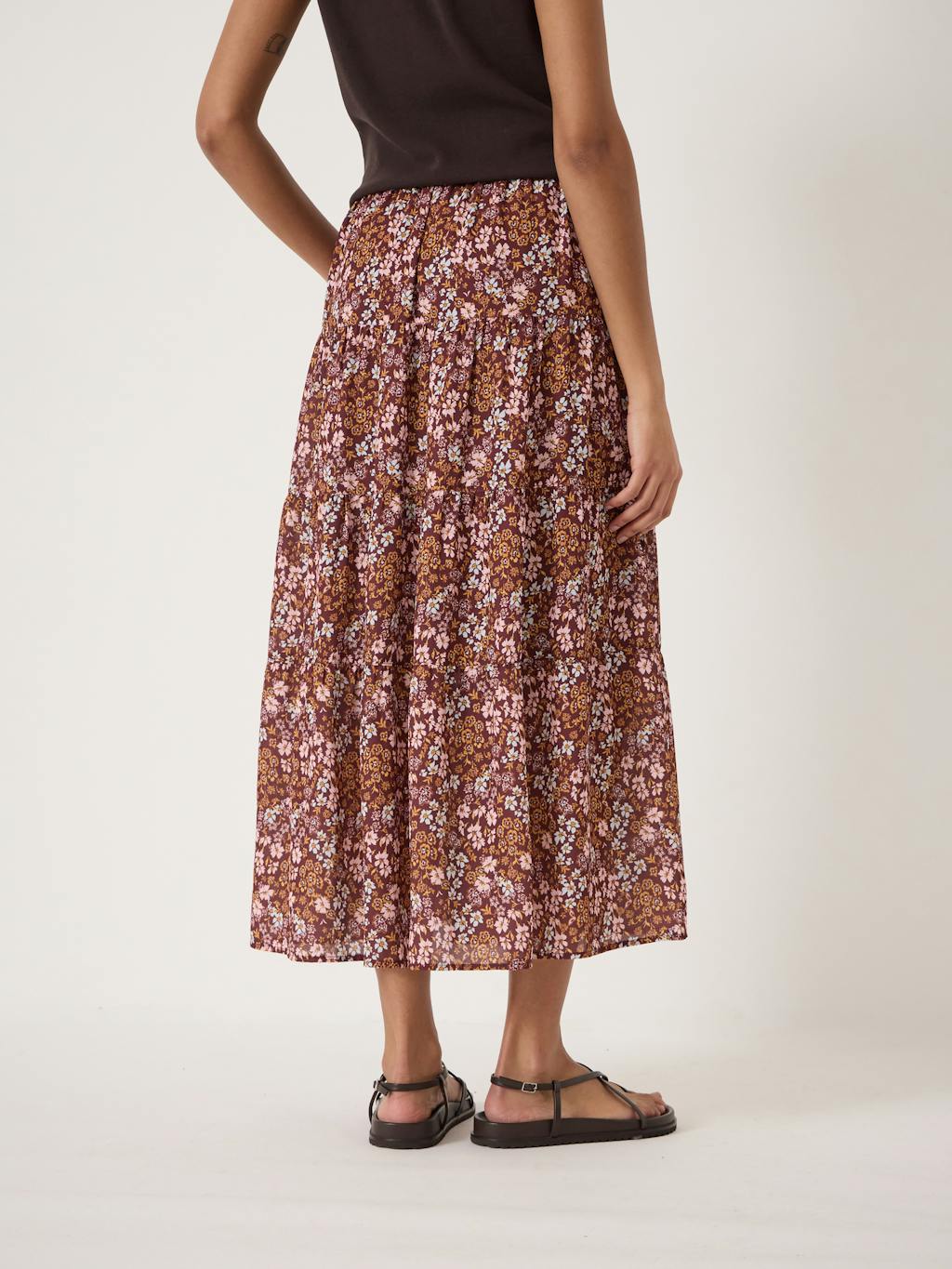 014855-4894-03 Branwen Printed Chiffon Midi Skirt