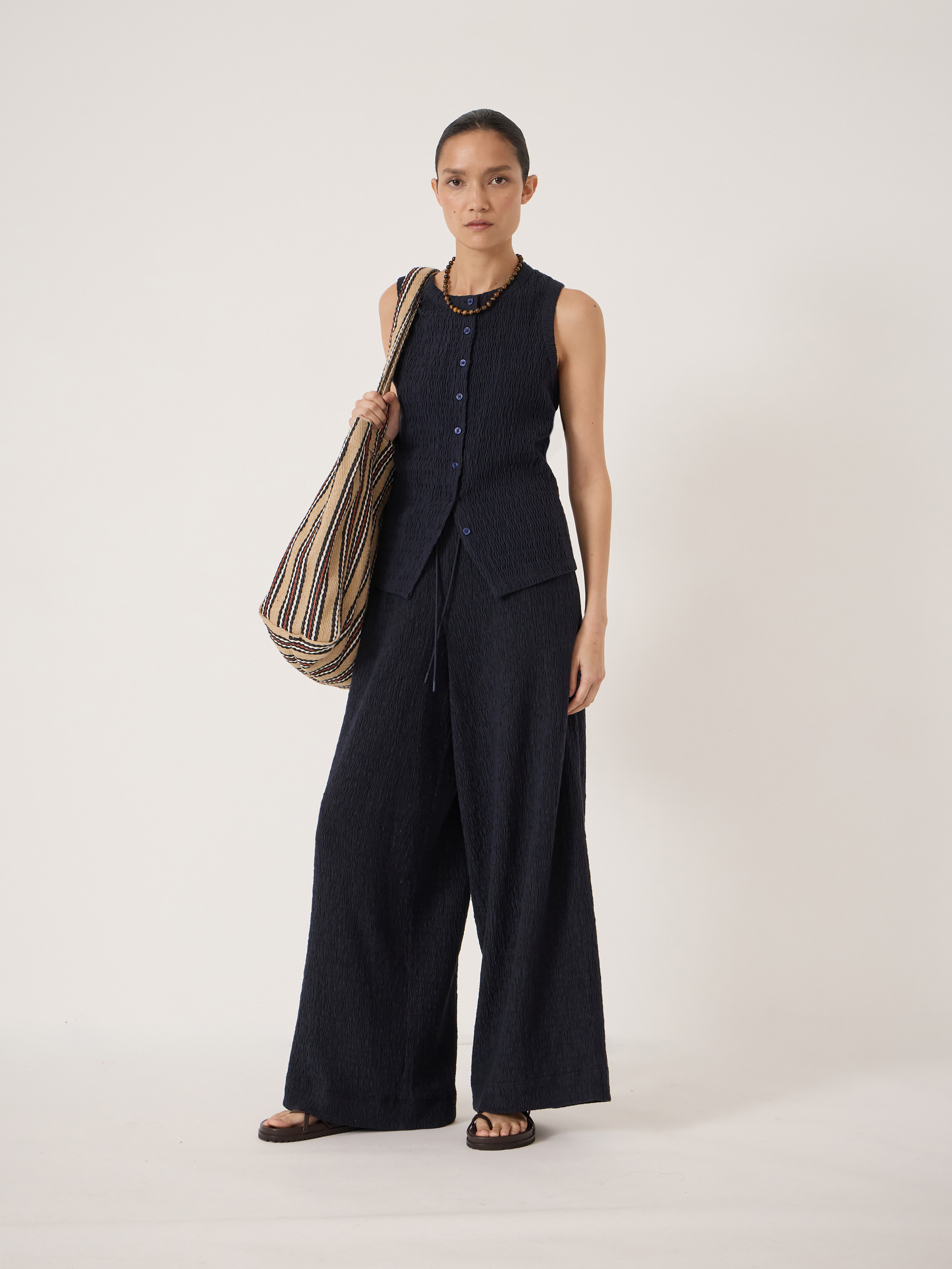 Aria Textured Jersey Wide Leg Trousers