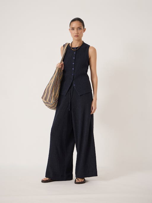 Aria Textured Jersey Wide Leg Trousers