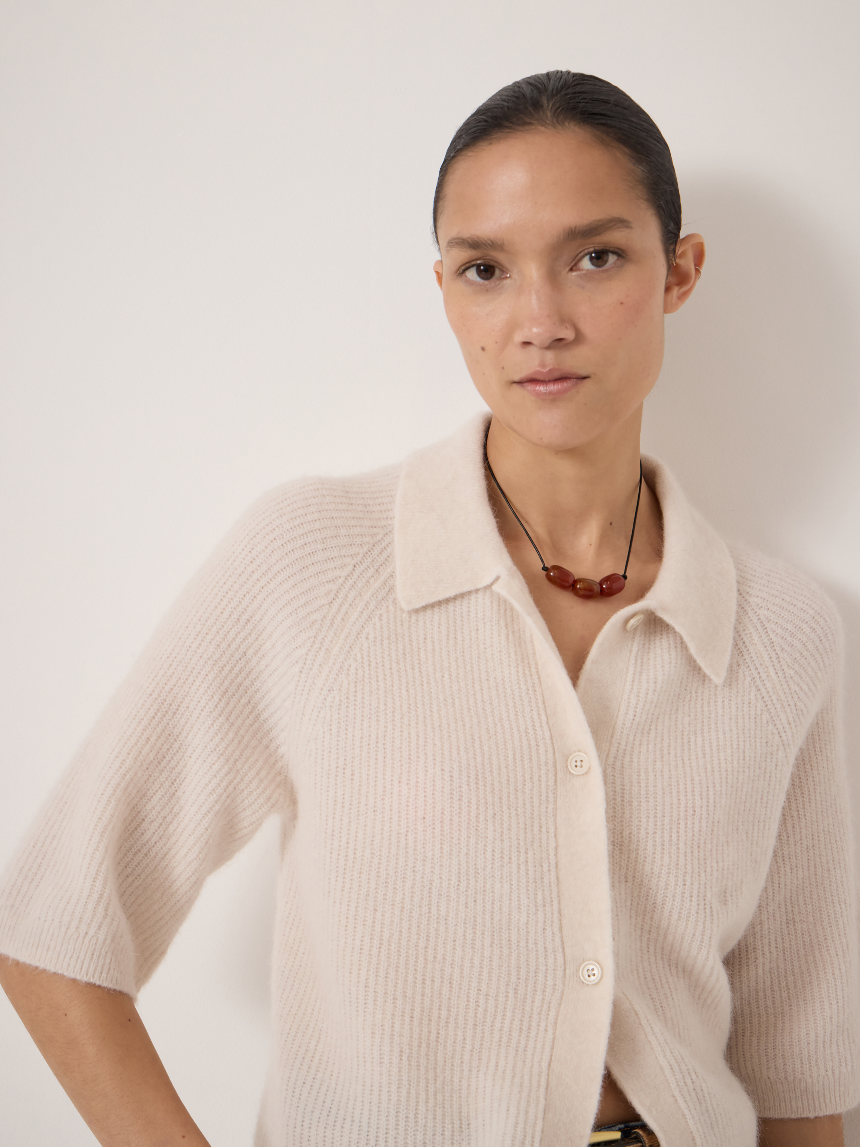 Jinny Wool Blend Short Sleeve Cardigan