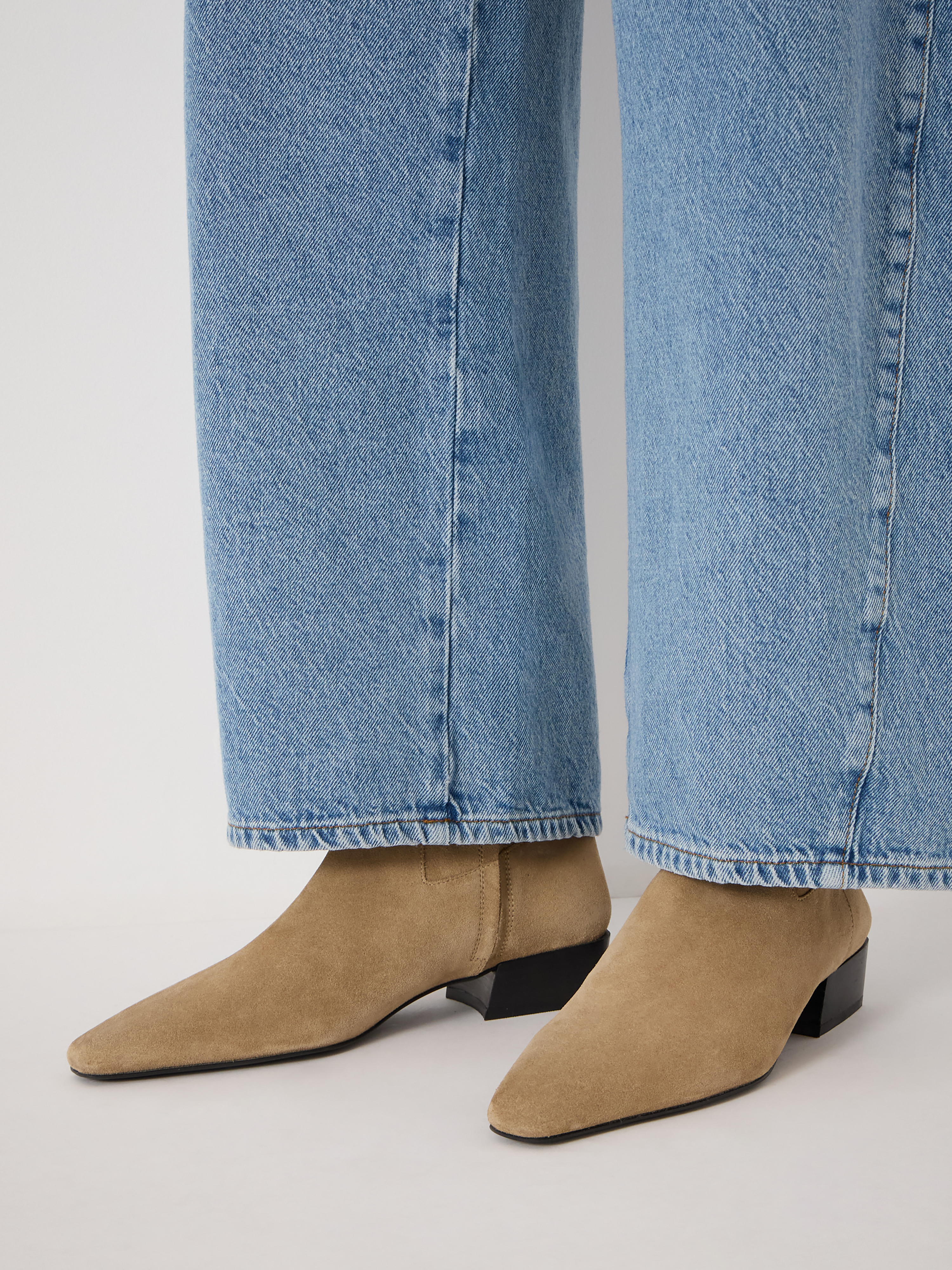 Suede Square-Toe Boots