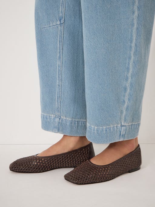 Lumen Leather Weave Ballet Flats