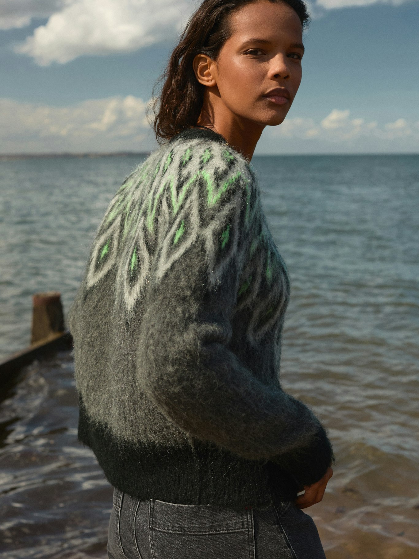 014430-2806-10 Brushed Fairisle Cardigan with Mohair