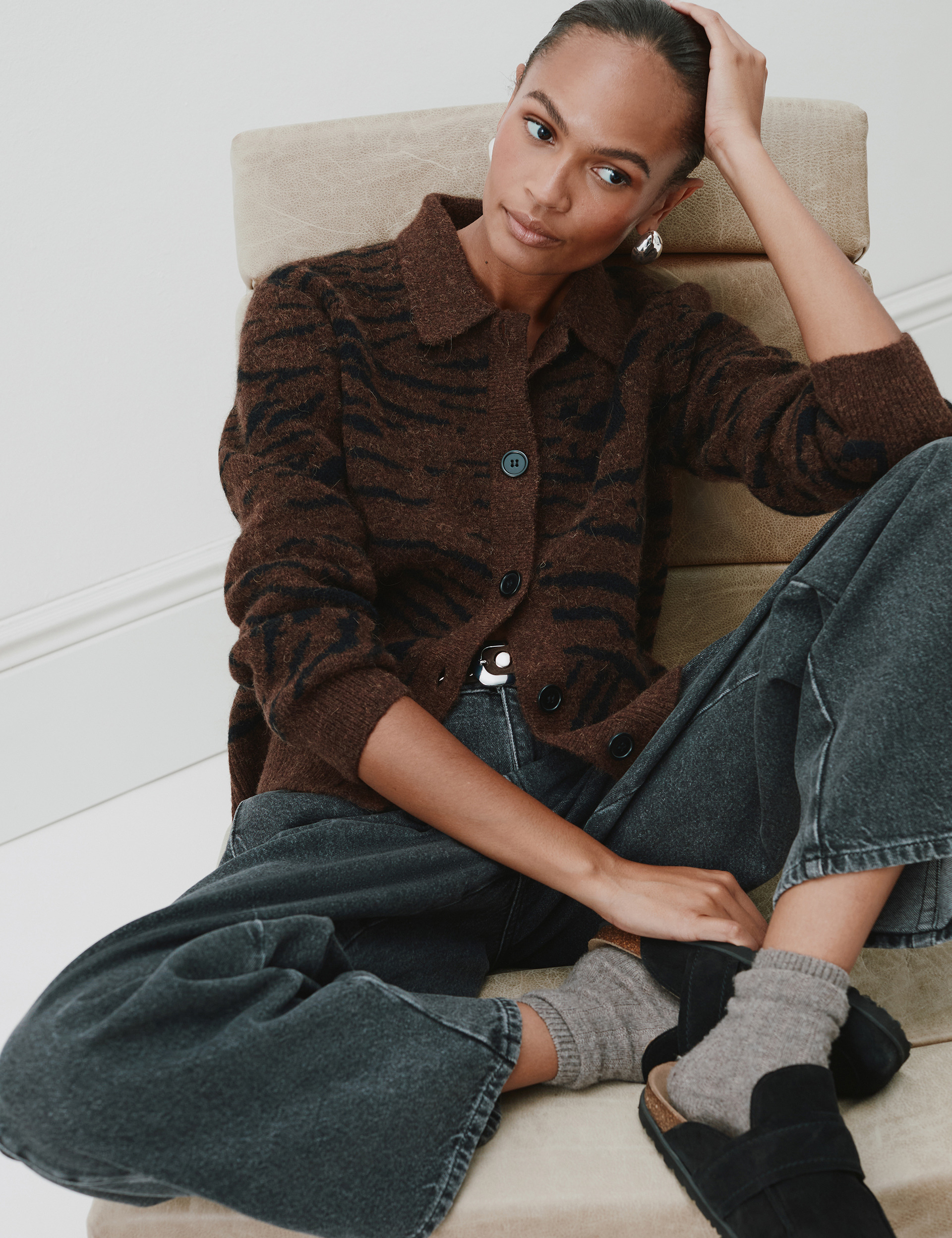 Wool Blend Tiger Jacquard Shirt Jacket