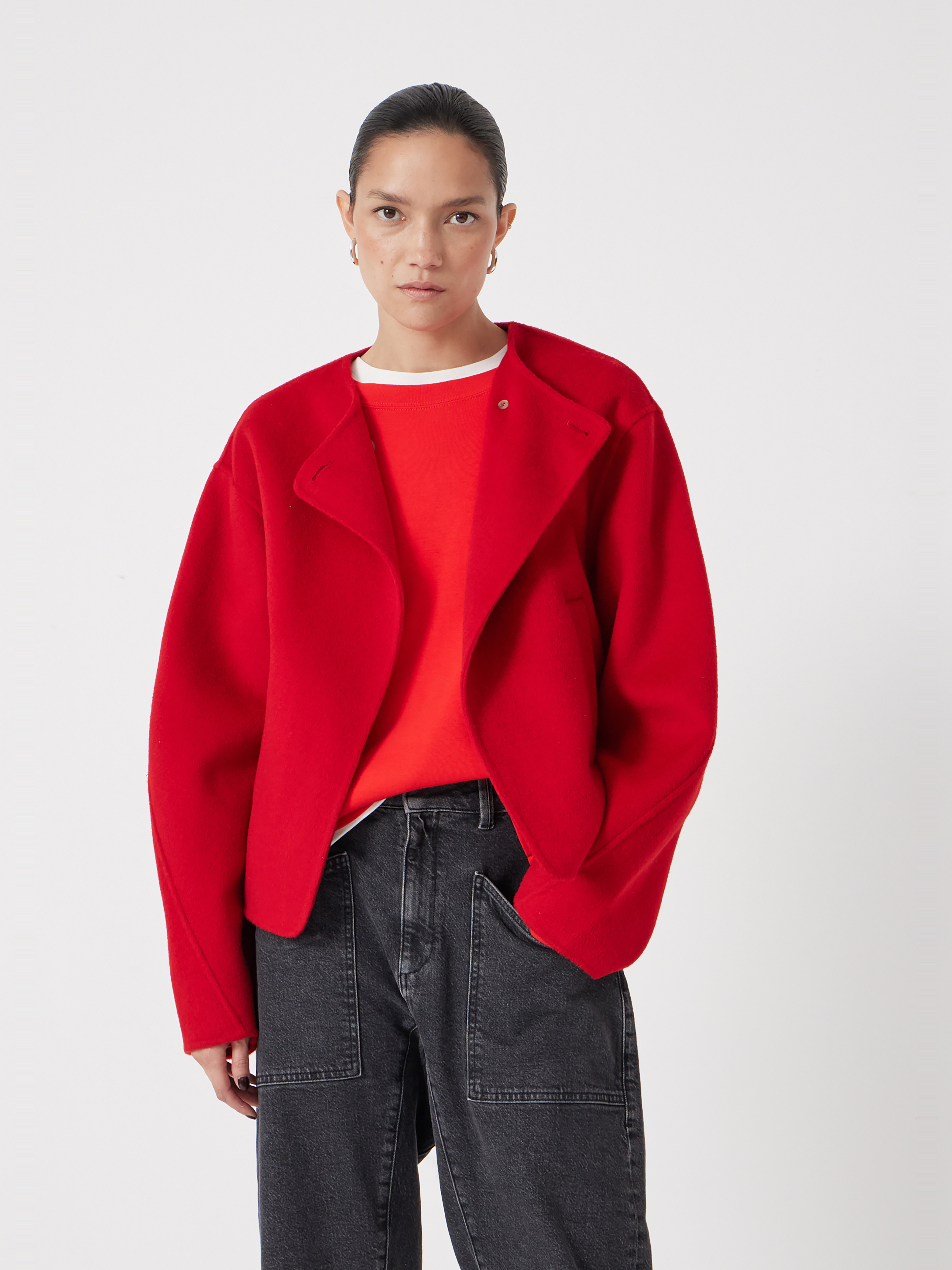 Pure Wool Double Faced Collarless Jacket