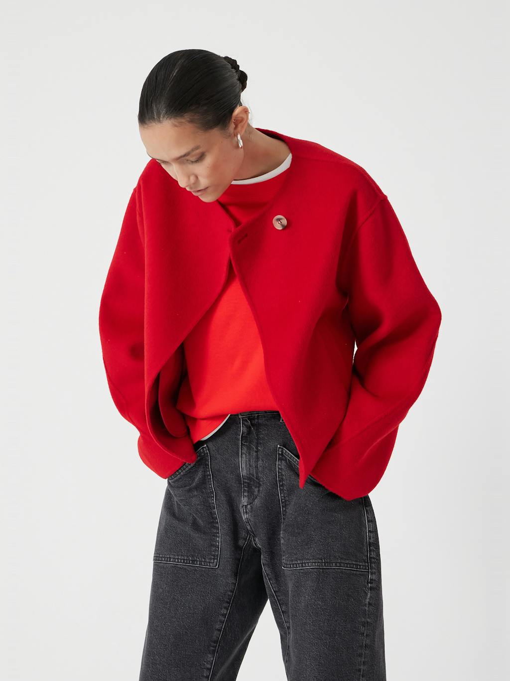 014278-0074-04 Pure Wool Double Faced Collarless Jacket