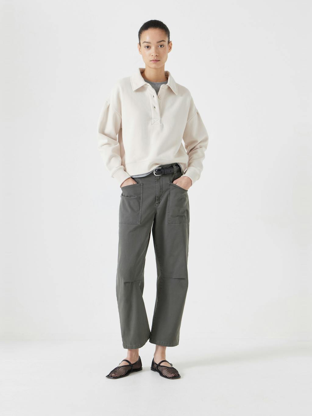 013093-3152-02 Cropped Polo Sweatshirt