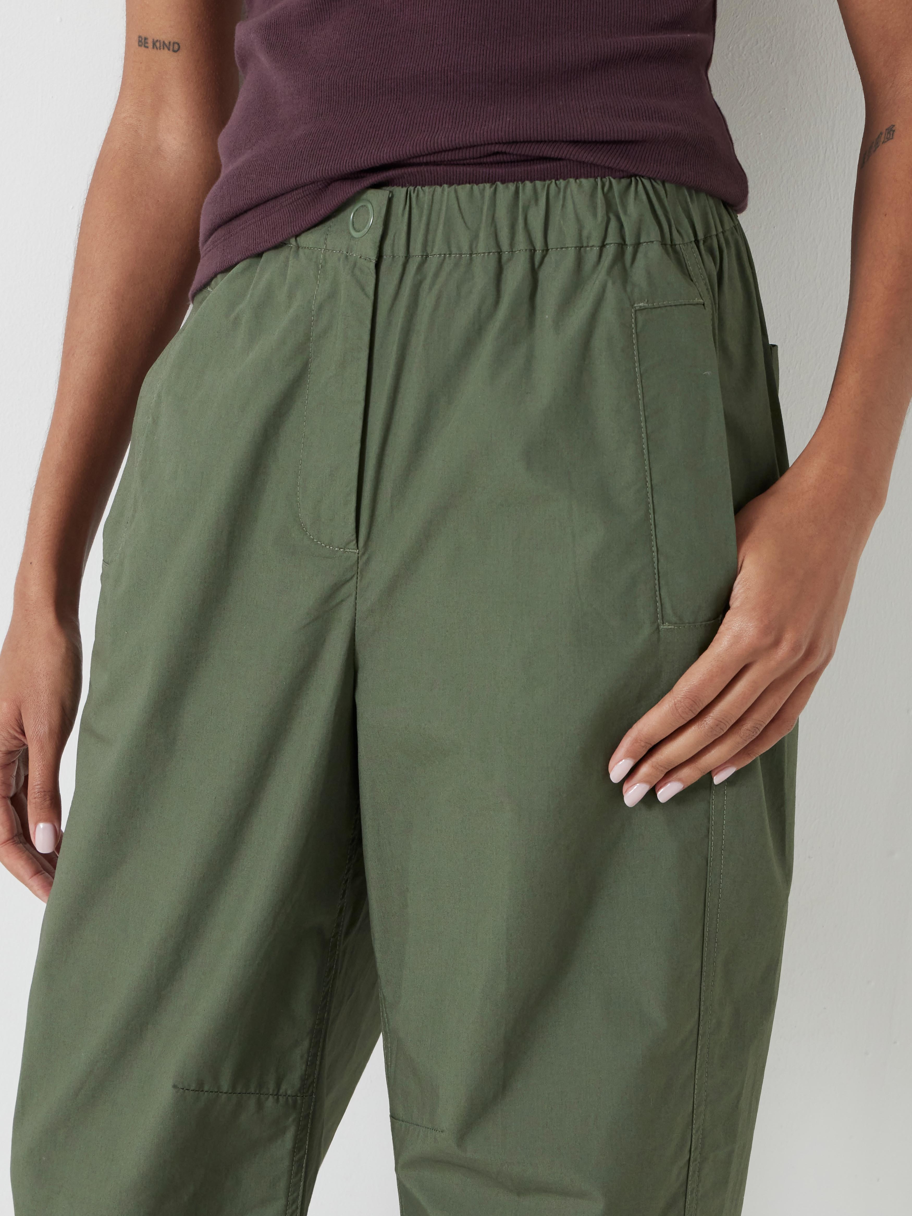 Jack Barrel Leg Pull On Lightweight Cotton Trousers