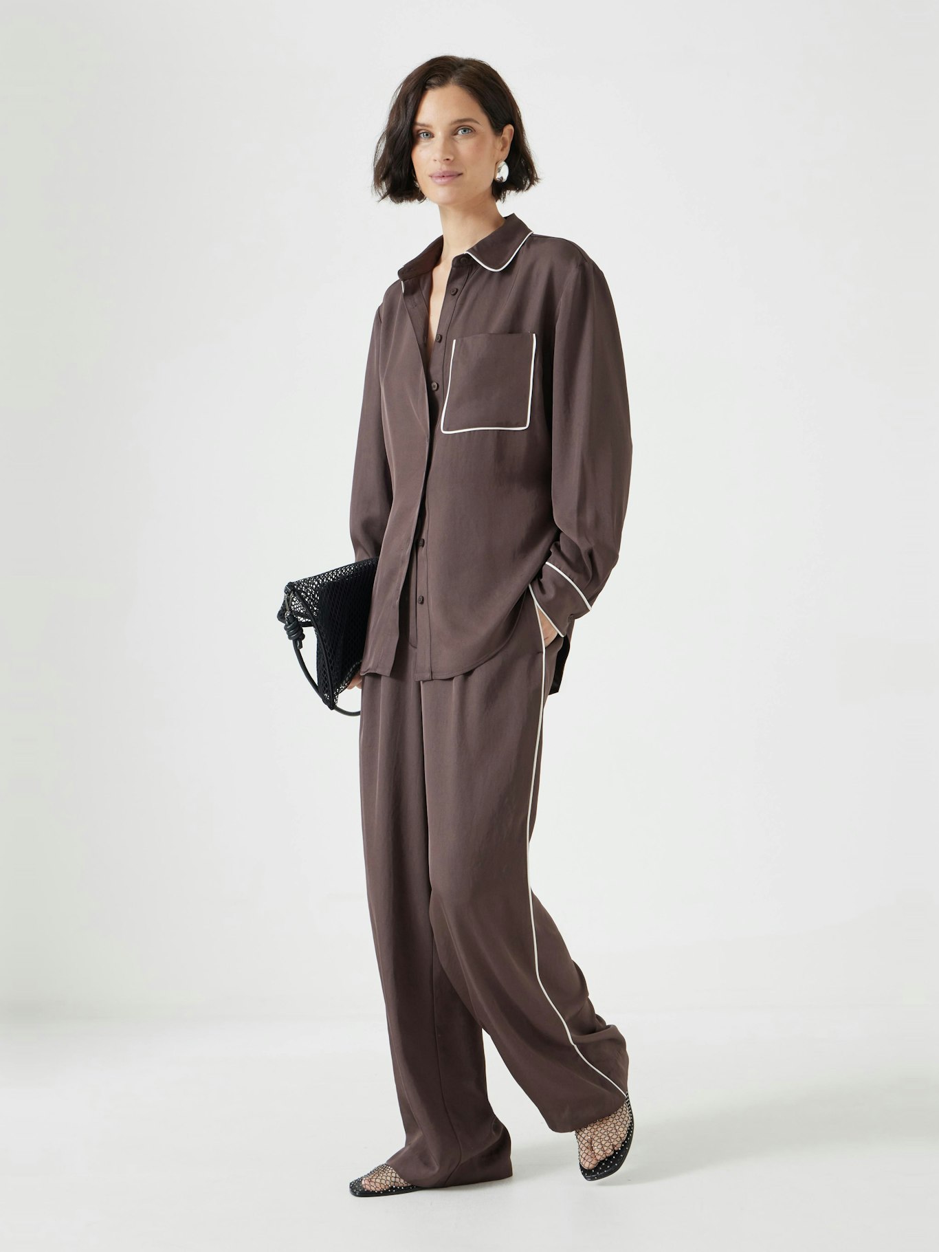 013185-3201-02 Kinsey Long Sleeve Piping Detailed Shirt