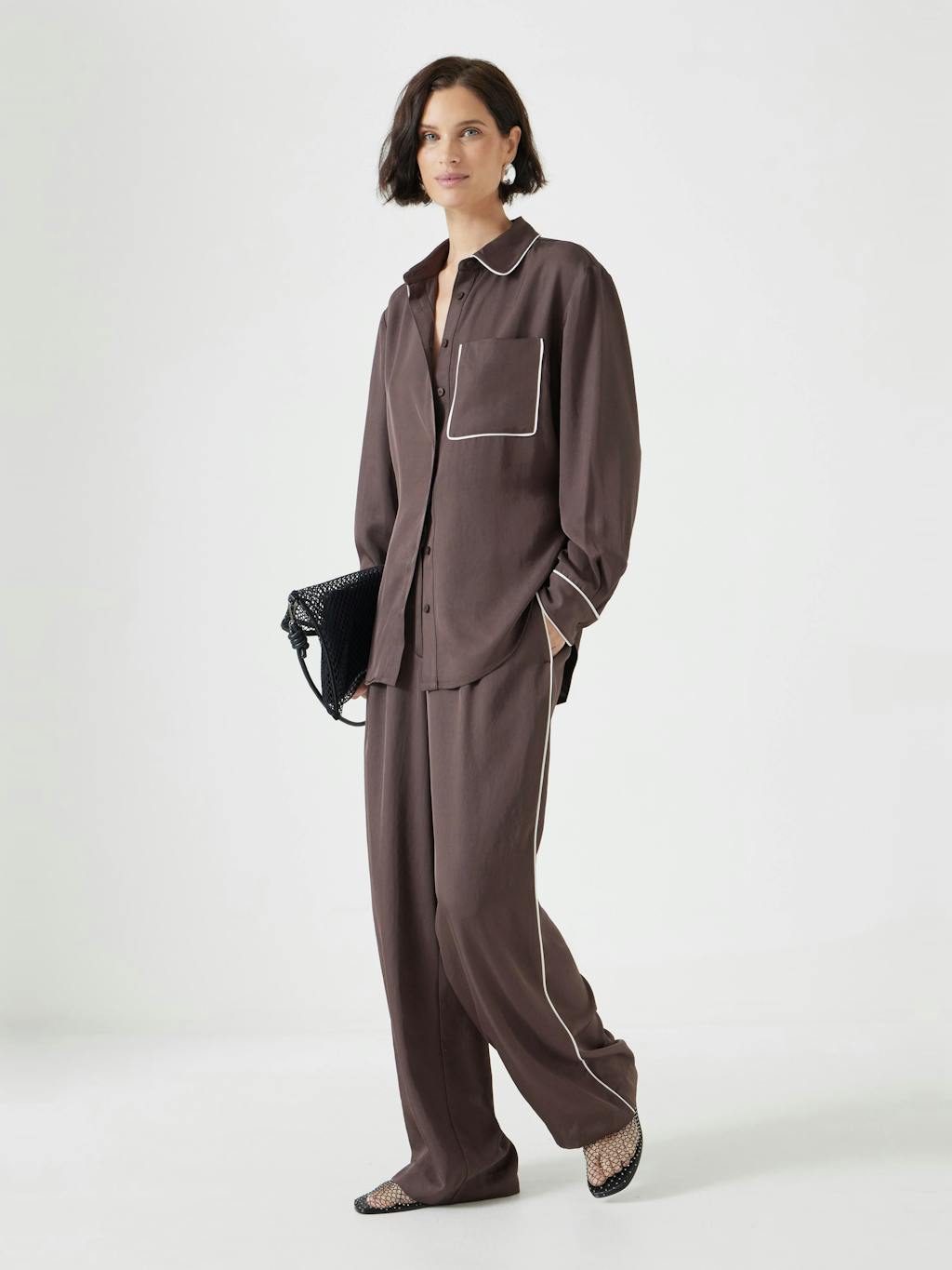 013185-3201-02 Kinsey Long Sleeve Piping Detailed Shirt