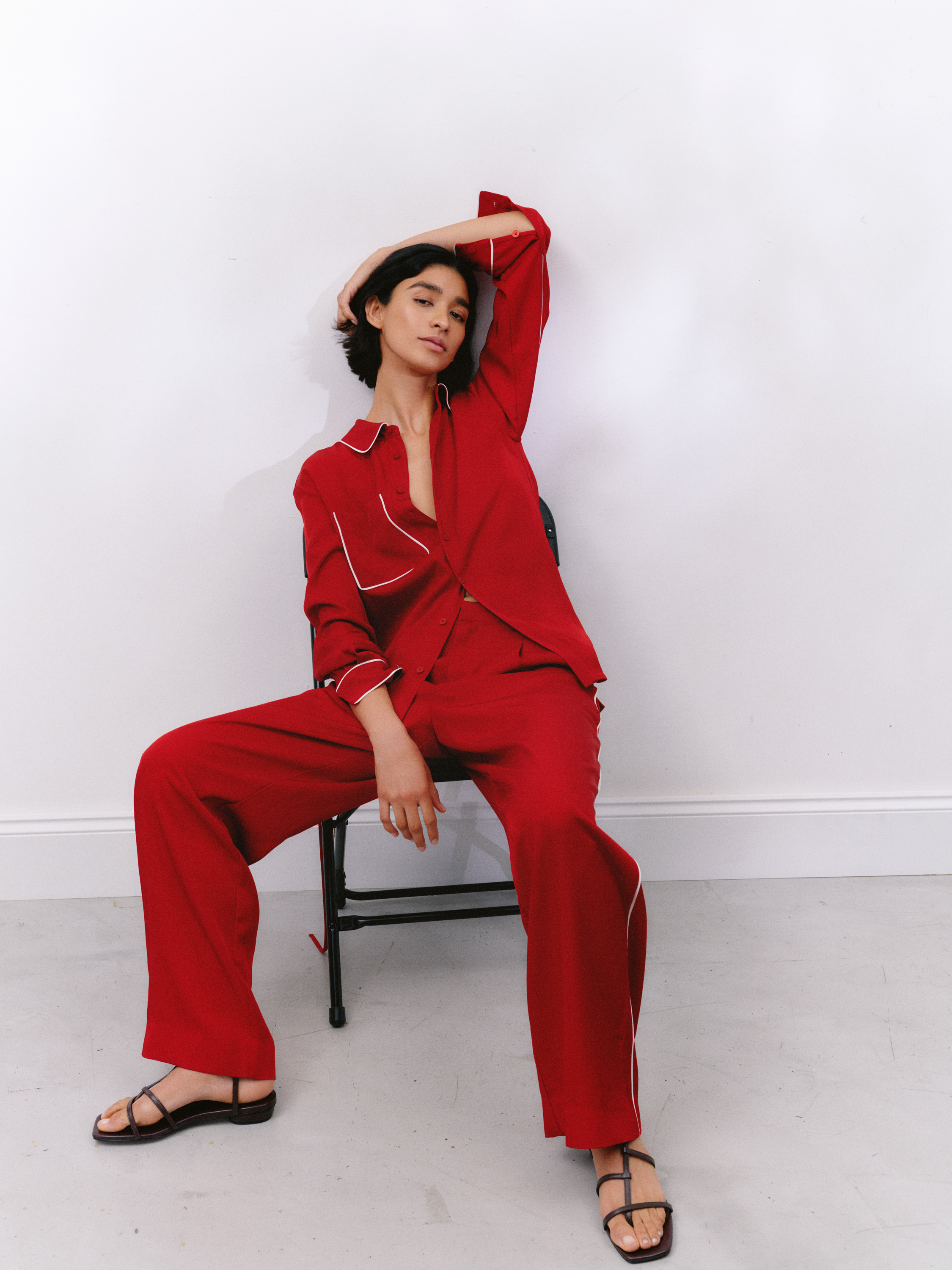 Kinsey Long Sleeve Piping Detailed Shirt