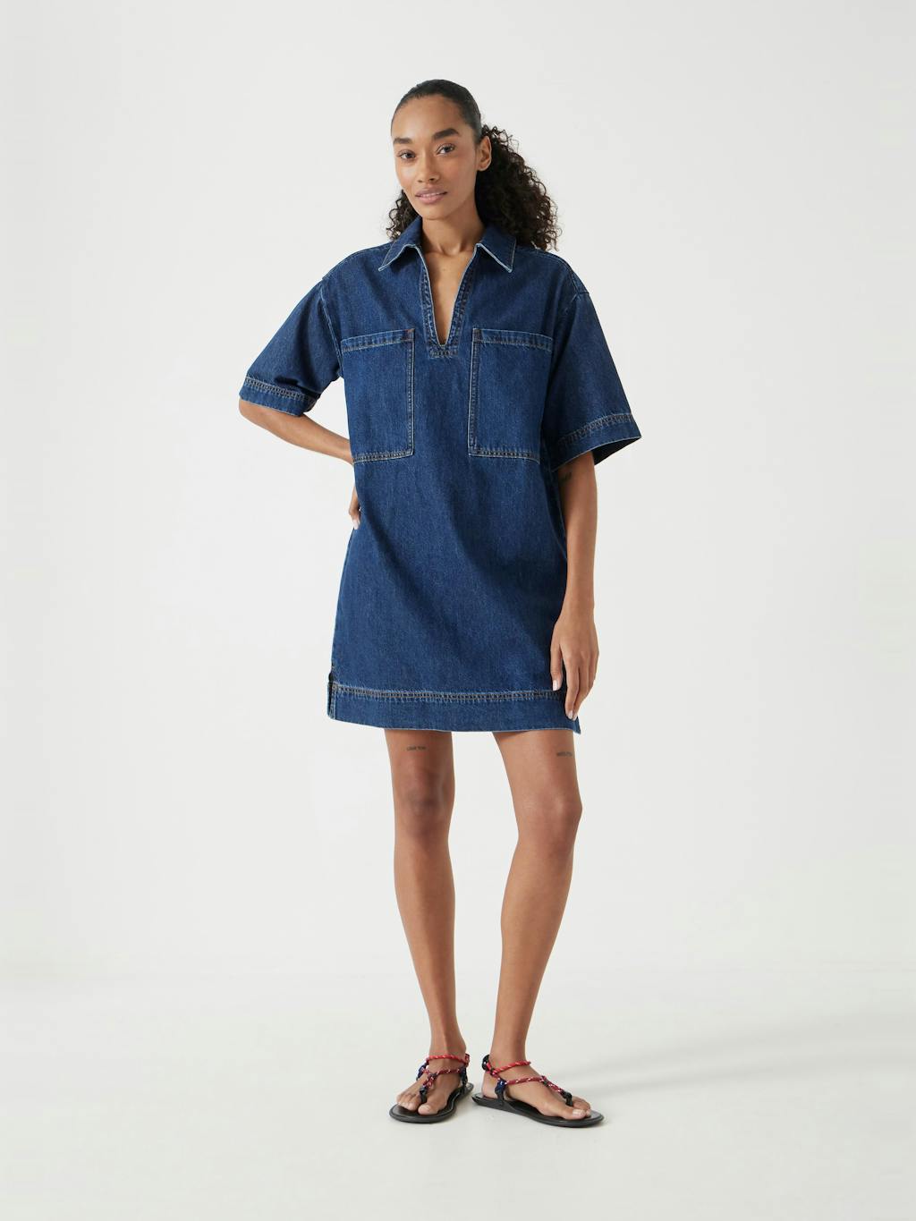 012972-2797-01 Alma Denim Contrast T-Shirt Dress
