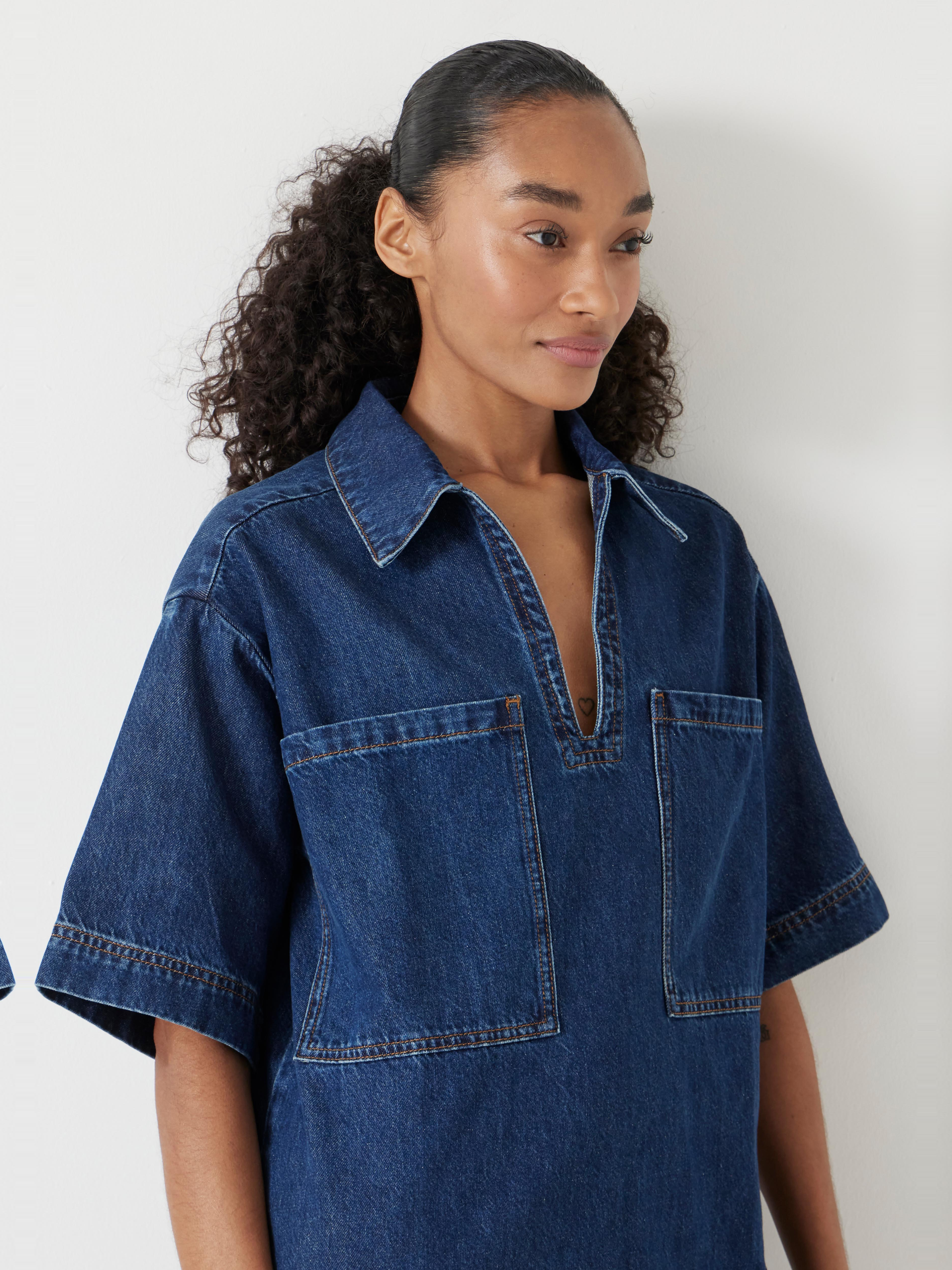 Alma Denim Contrast T-Shirt Dress