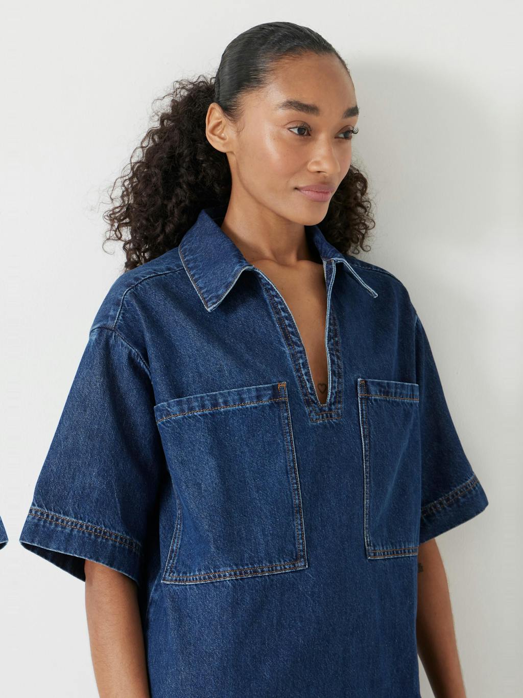 012972-2797-02 Alma Denim Contrast T-Shirt Dress