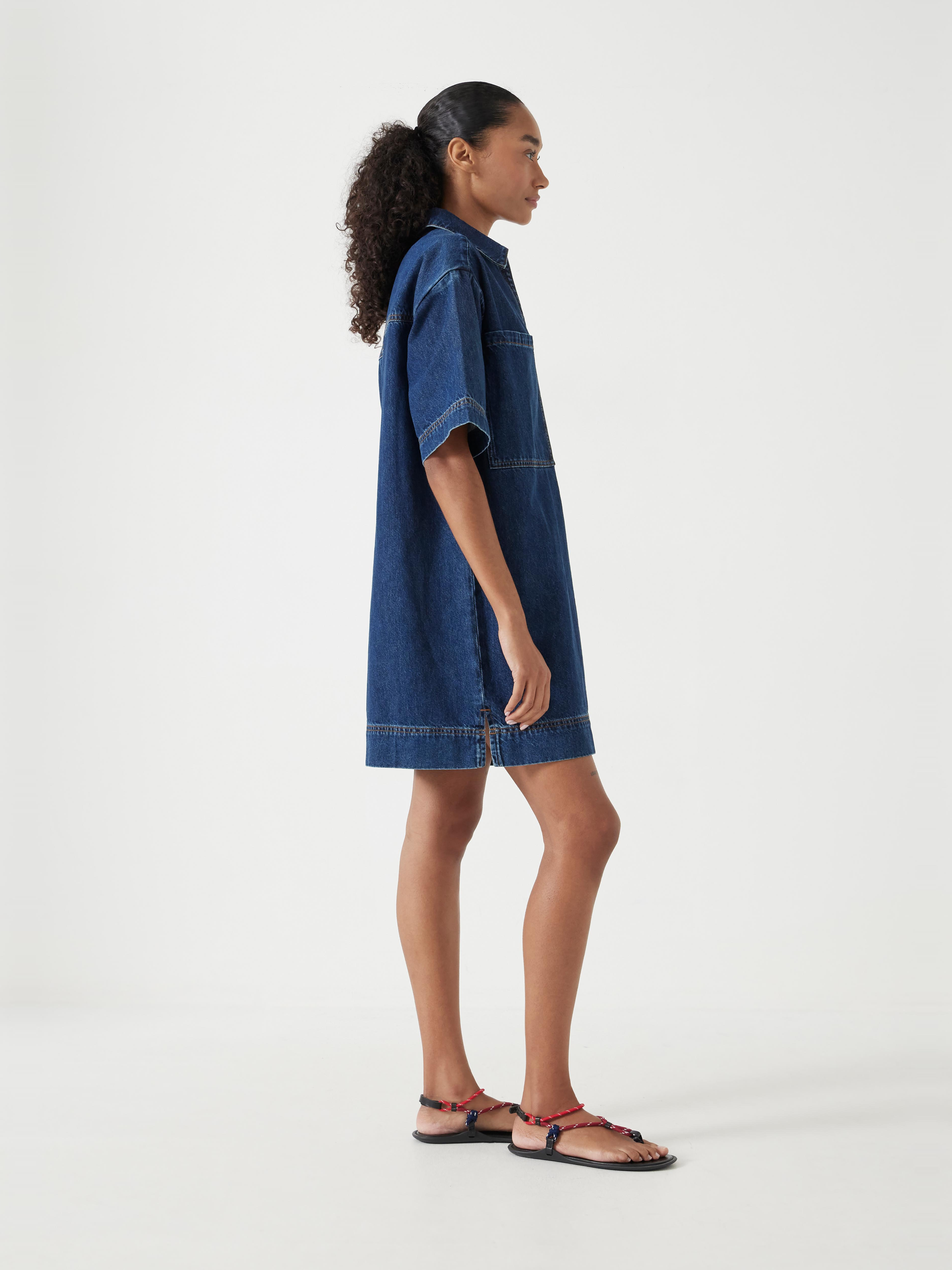 Alma Denim Contrast T-Shirt Dress