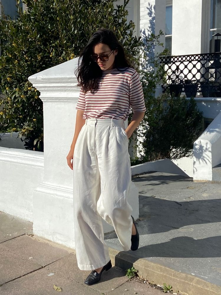 pois compact long tee ホワイト Lya Cotton Wide Leg Trousers - Ecru Whte | Hush