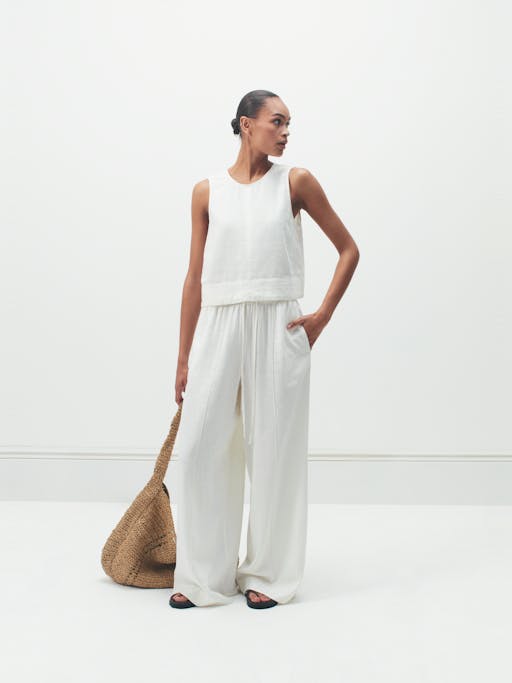Linen Blend Petunia Wide Leg Trousers