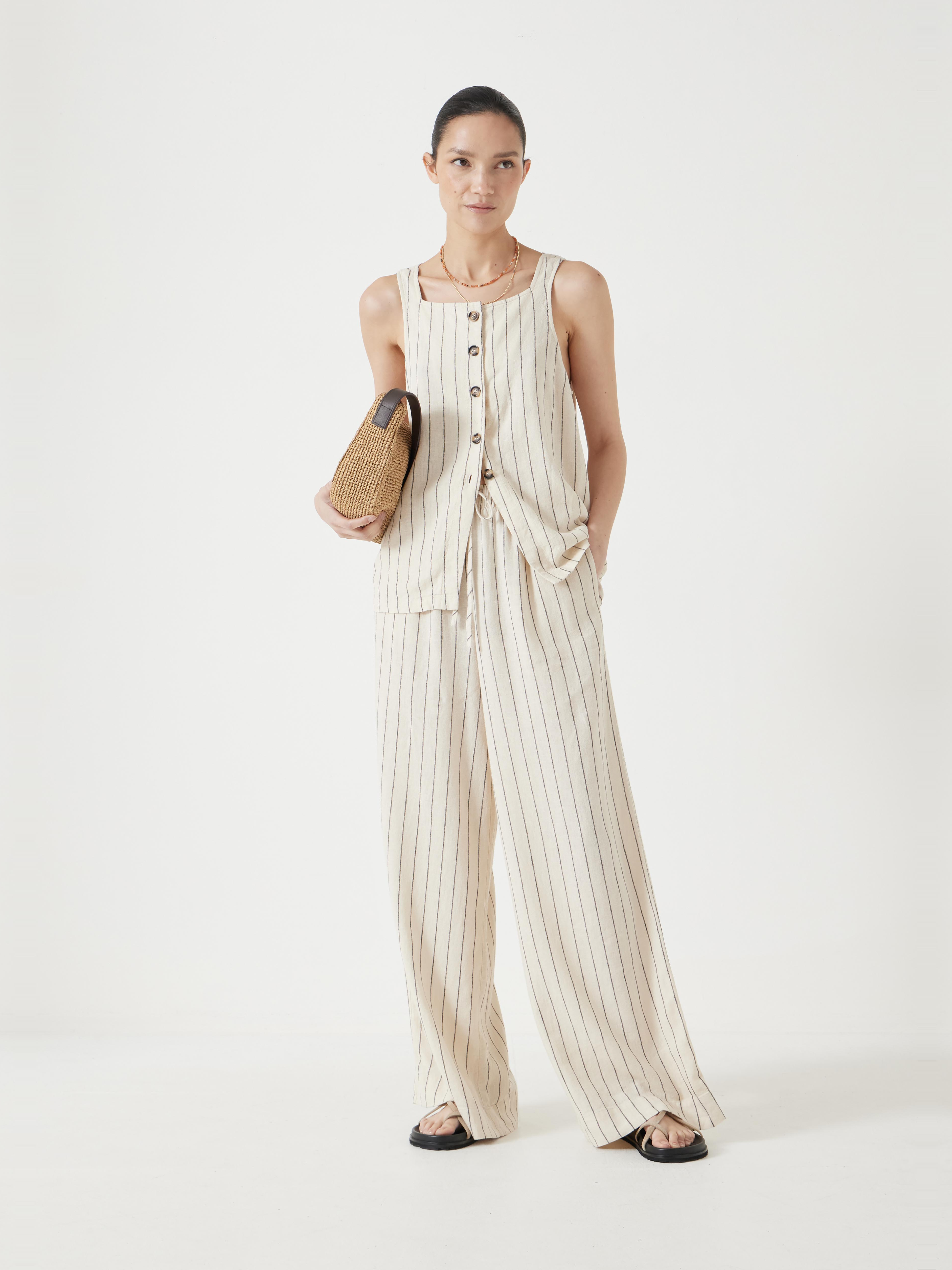 Linen Blend Petunia Wide Leg Trousers