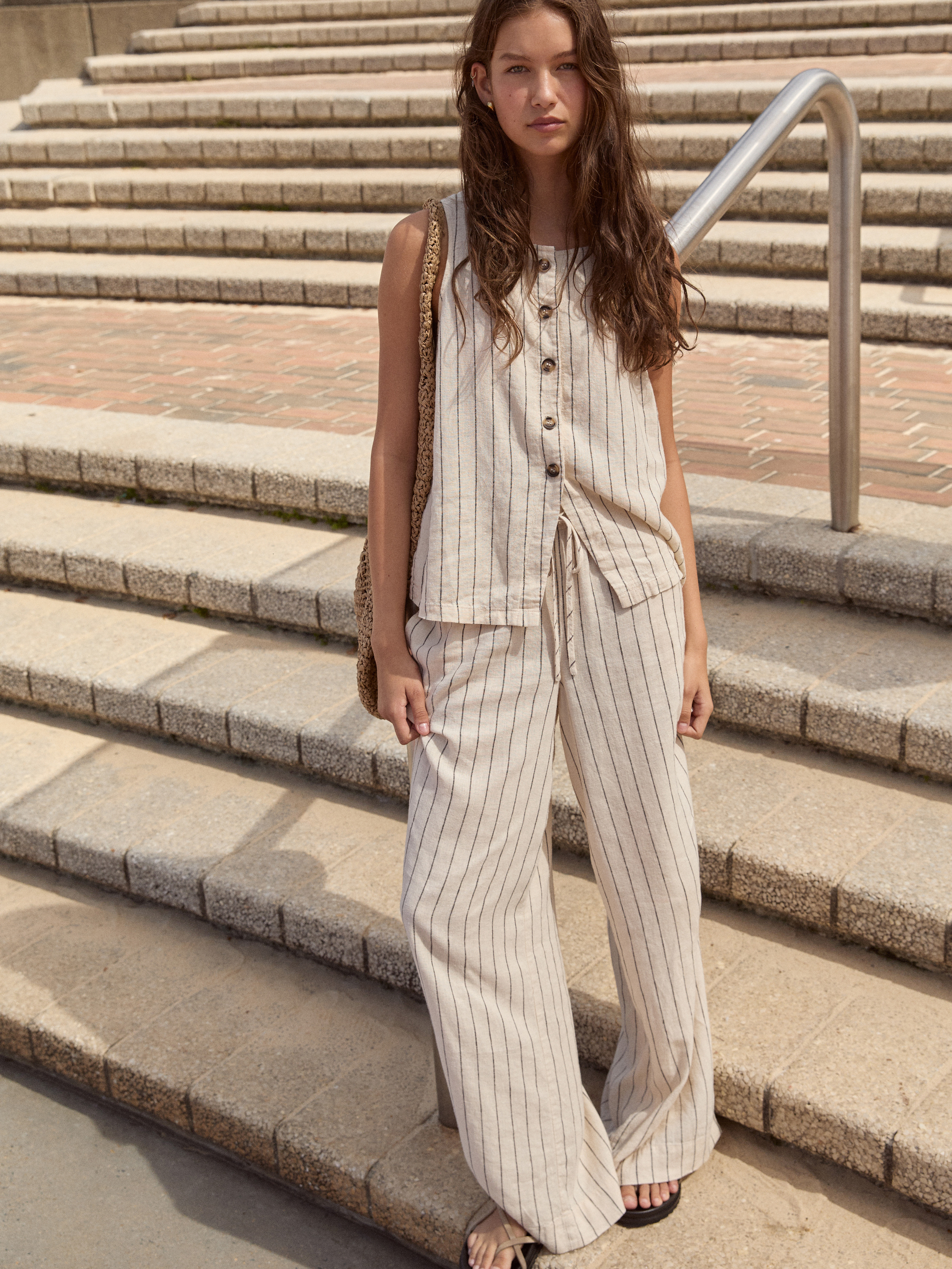 Linen Blend Petunia Wide Leg Trousers