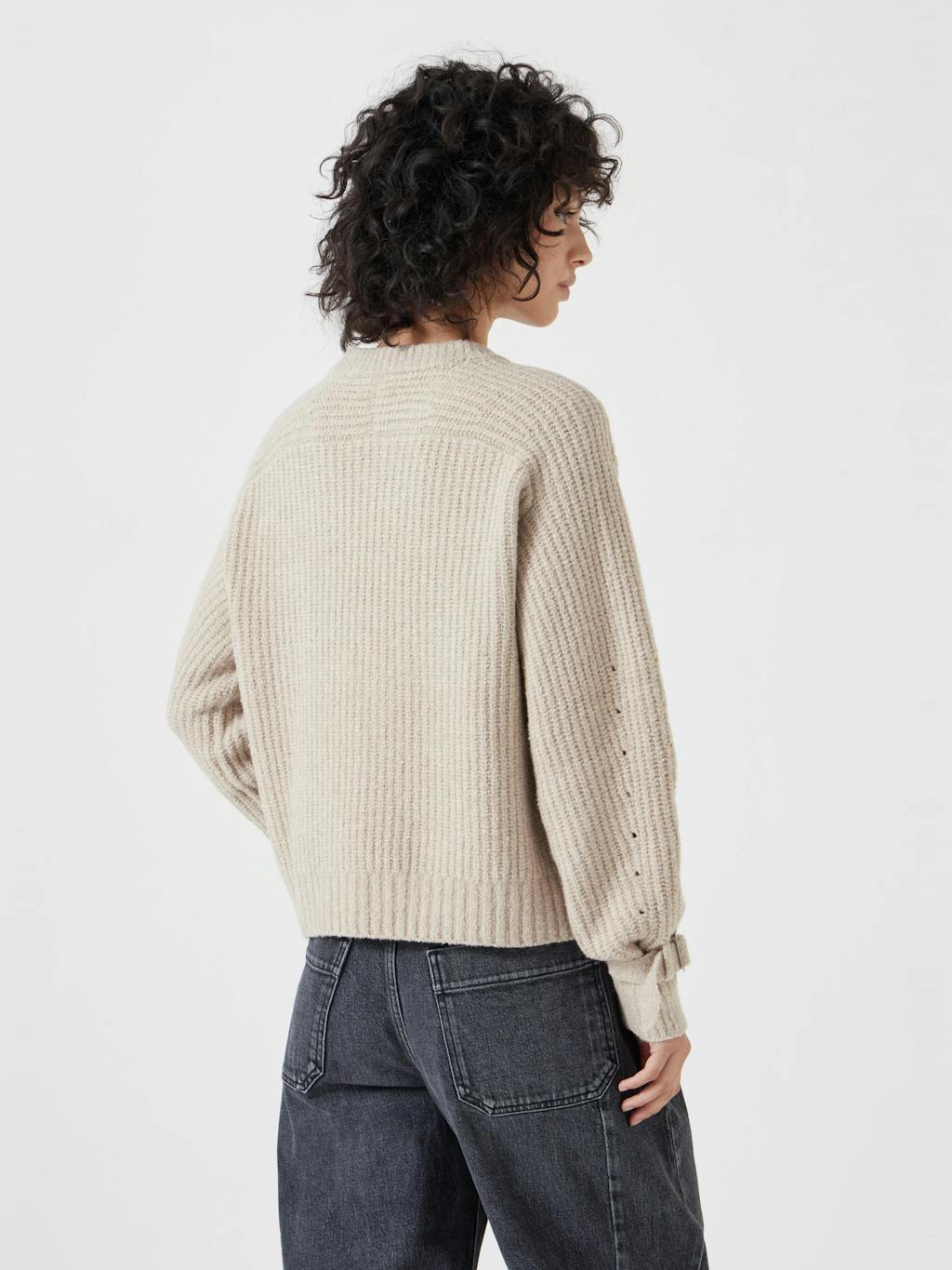 012950-2860-03 Tie and Buckle Detail Textured Knitted Jumper